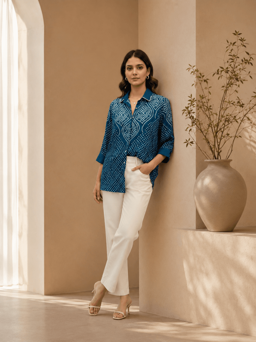 Indigo Ethnic Printed Shirt