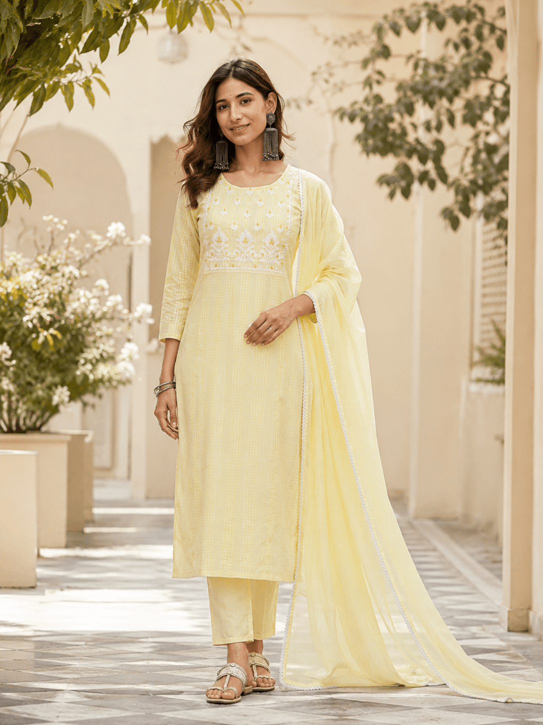 Sunlit Serenity Cotton Dupatta Set