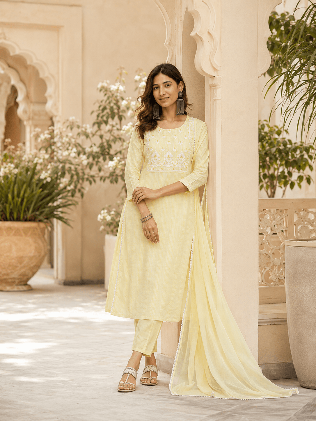 Sunlit Serenity Cotton Dupatta Set
