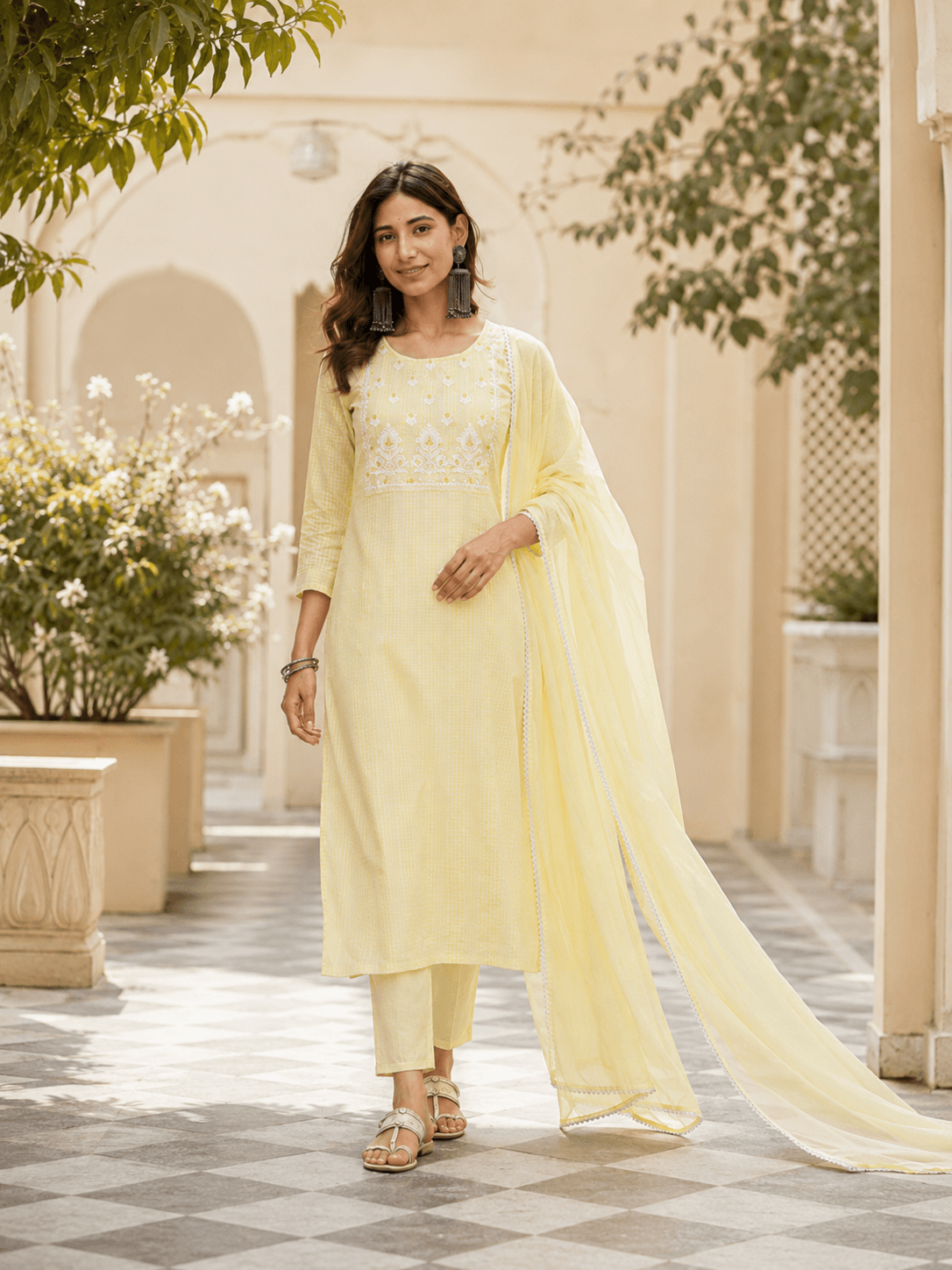 Sunlit Serenity Cotton Dupatta Set