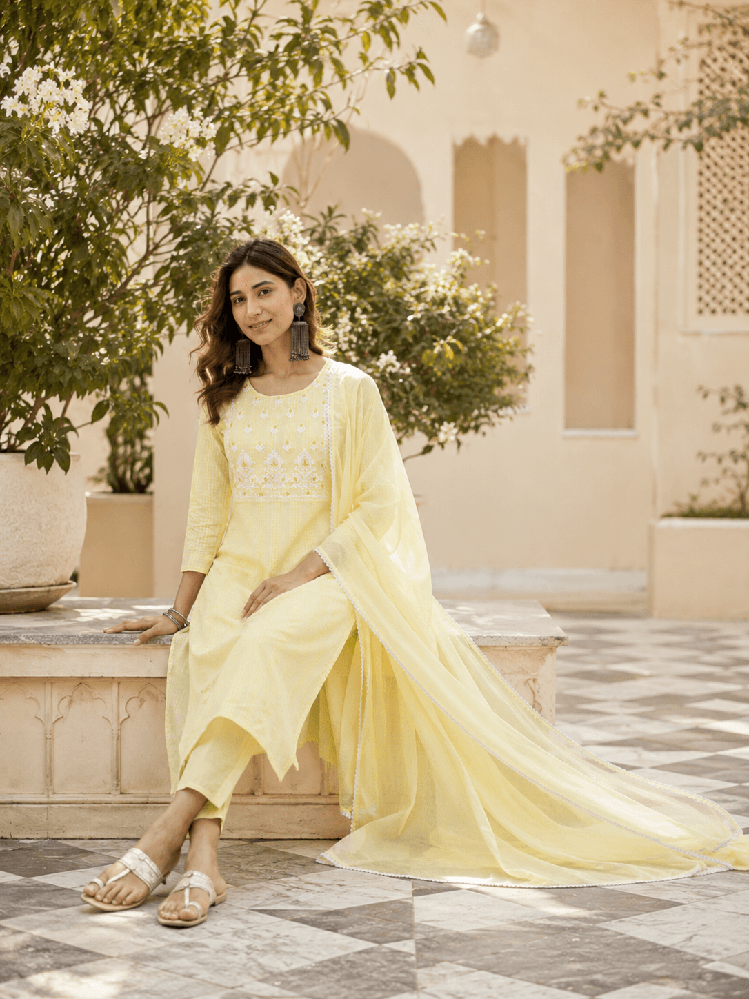 Sunlit Serenity Cotton Dupatta Set