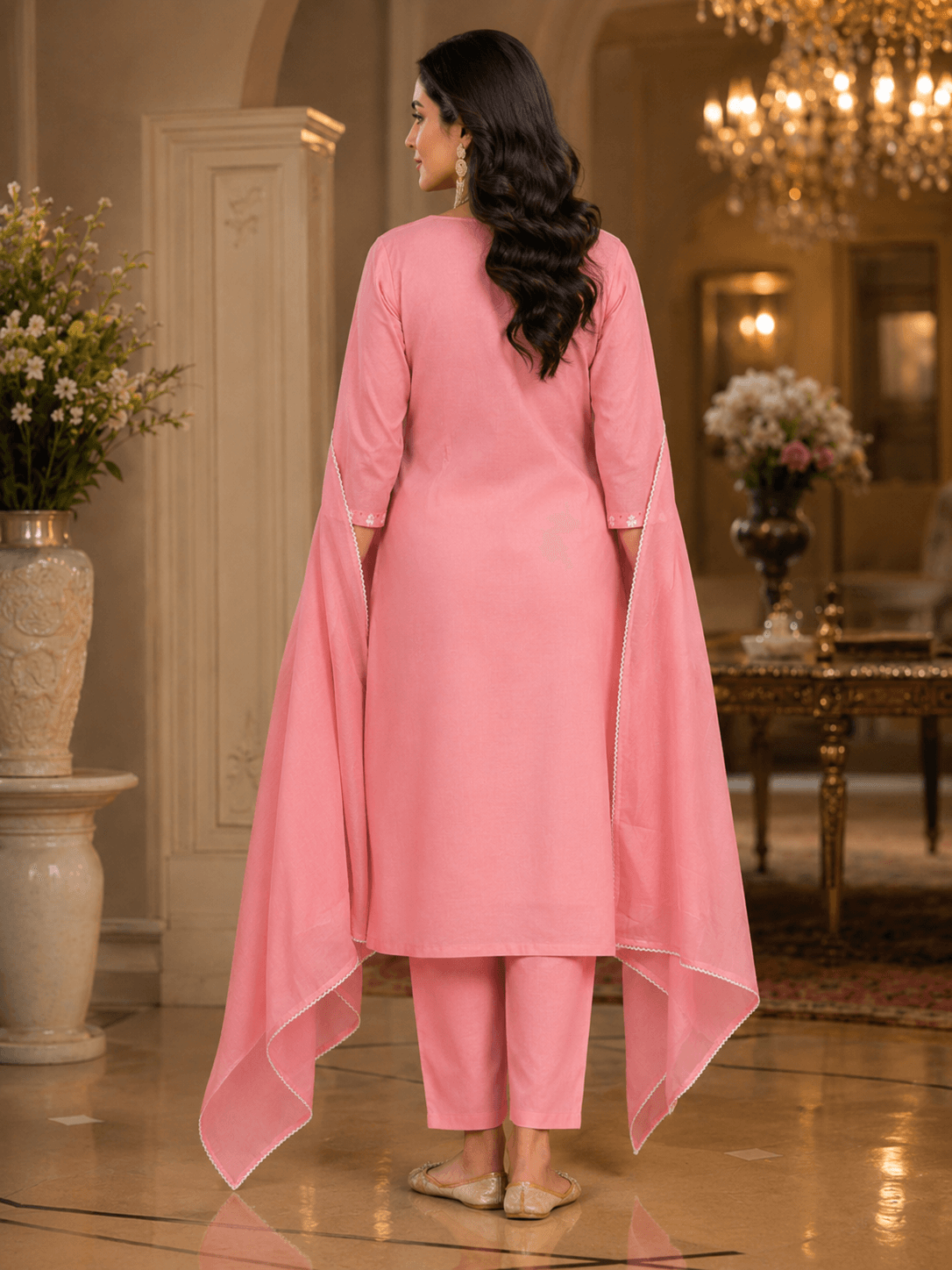 Blush Daisy Charm Dupatta Set