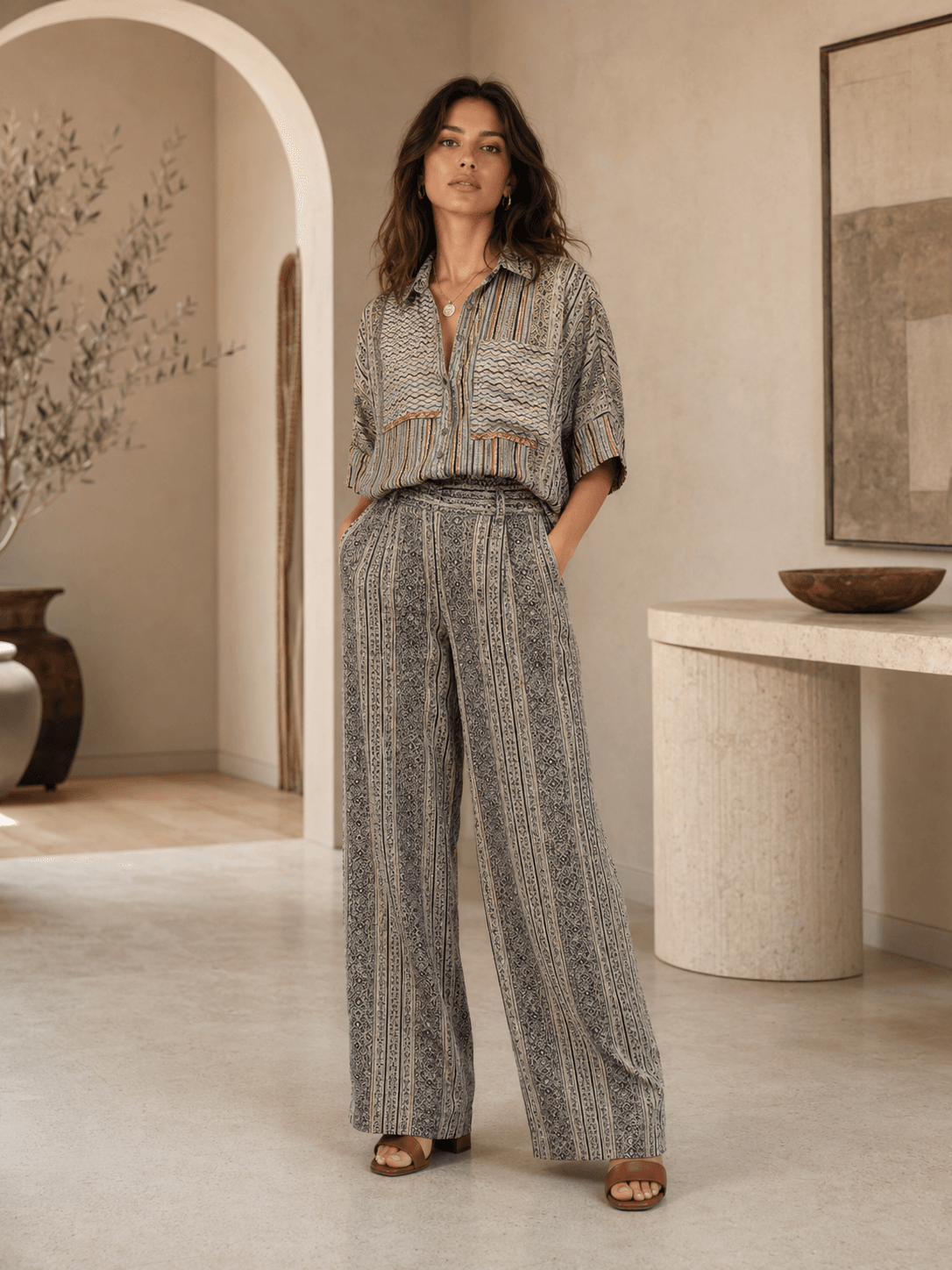 Grey Printed Casual Shirt