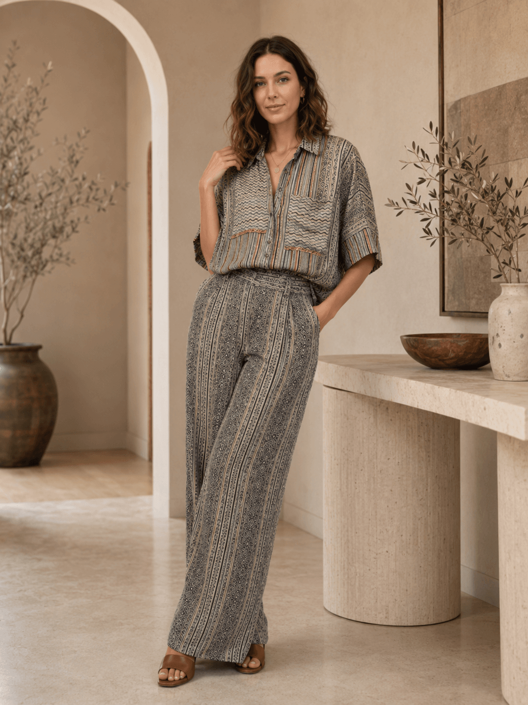 Grey Printed Casual Shirt
