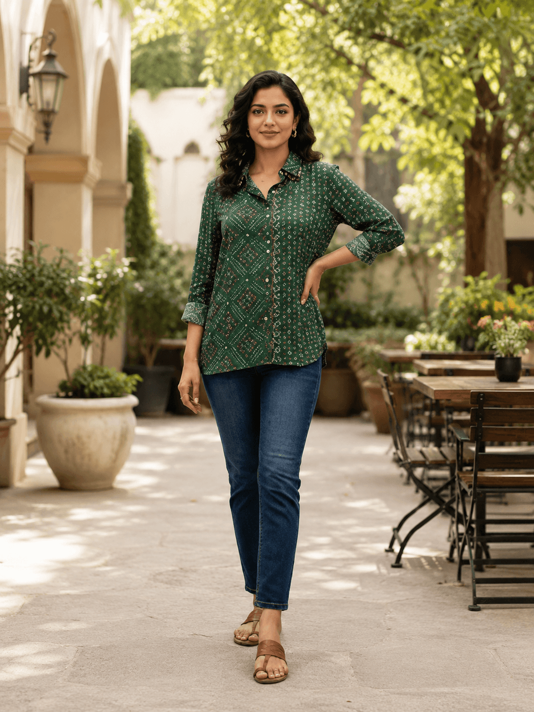 Ethnic Print Casual Shirt