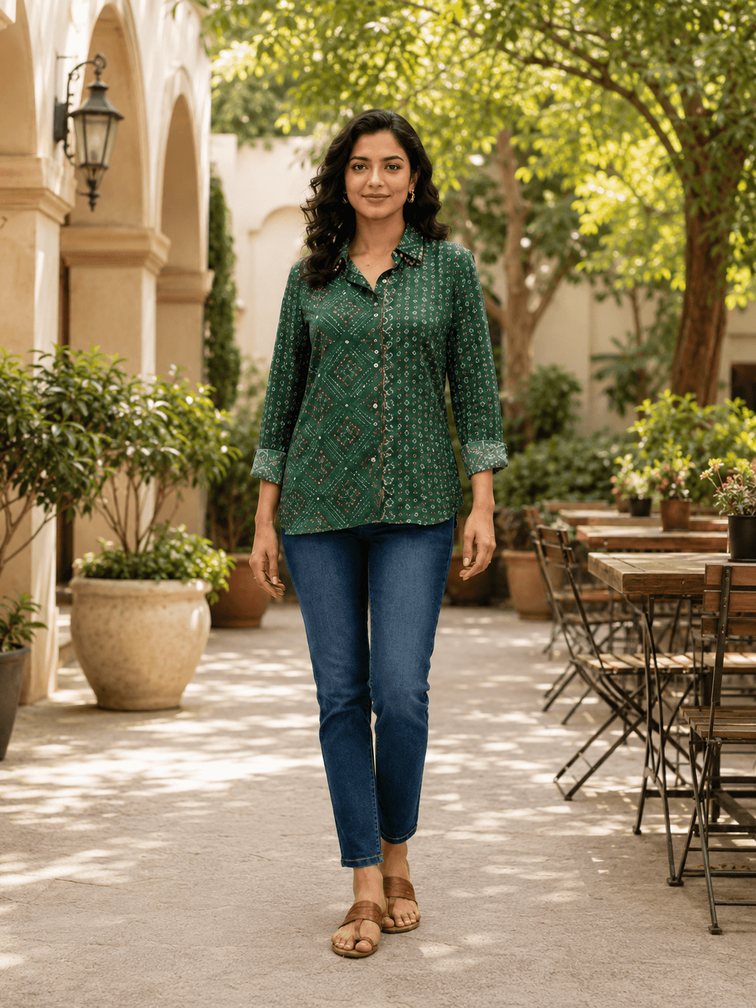 Ethnic Print Casual Shirt