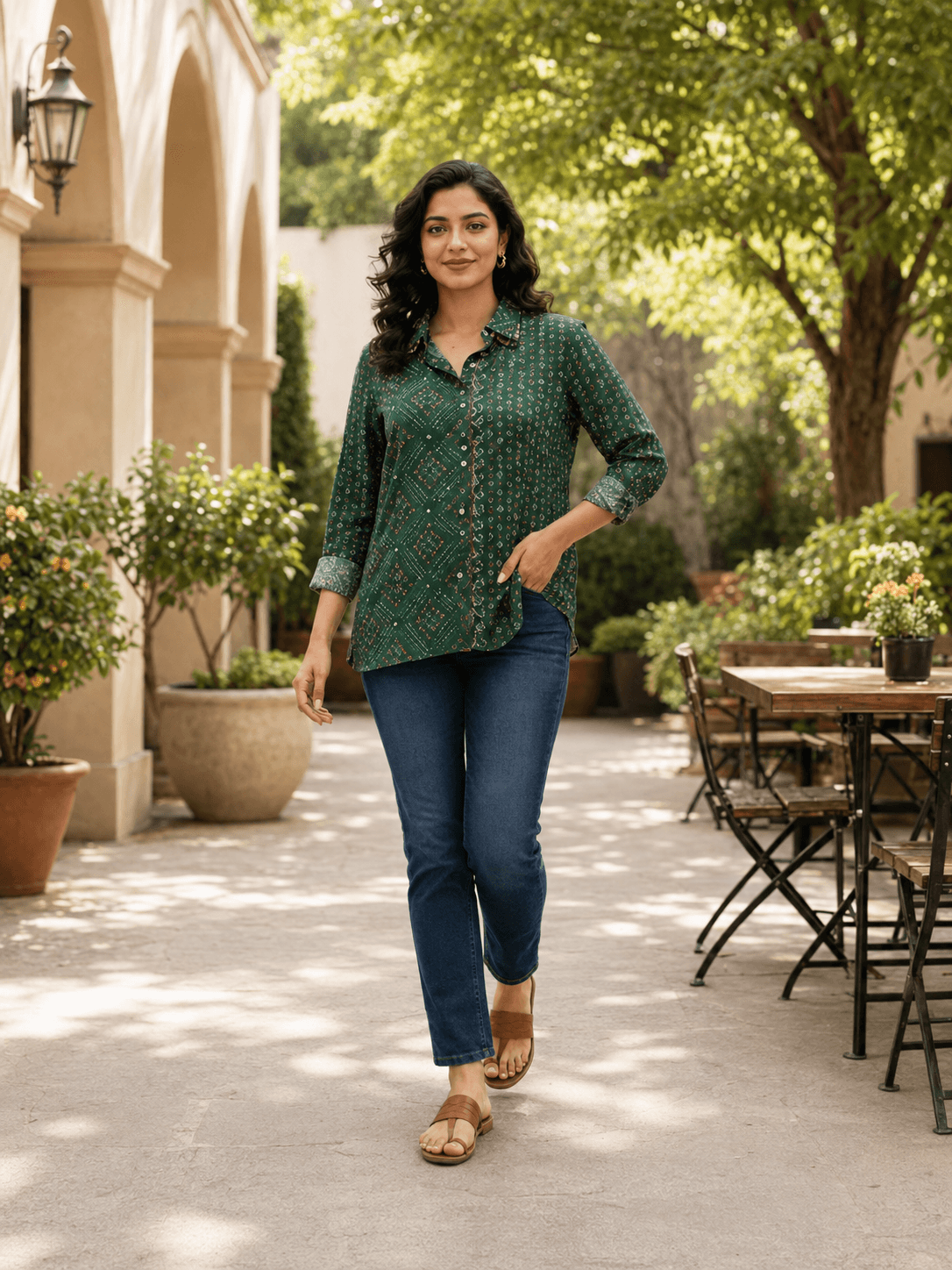 Ethnic Print Casual Shirt