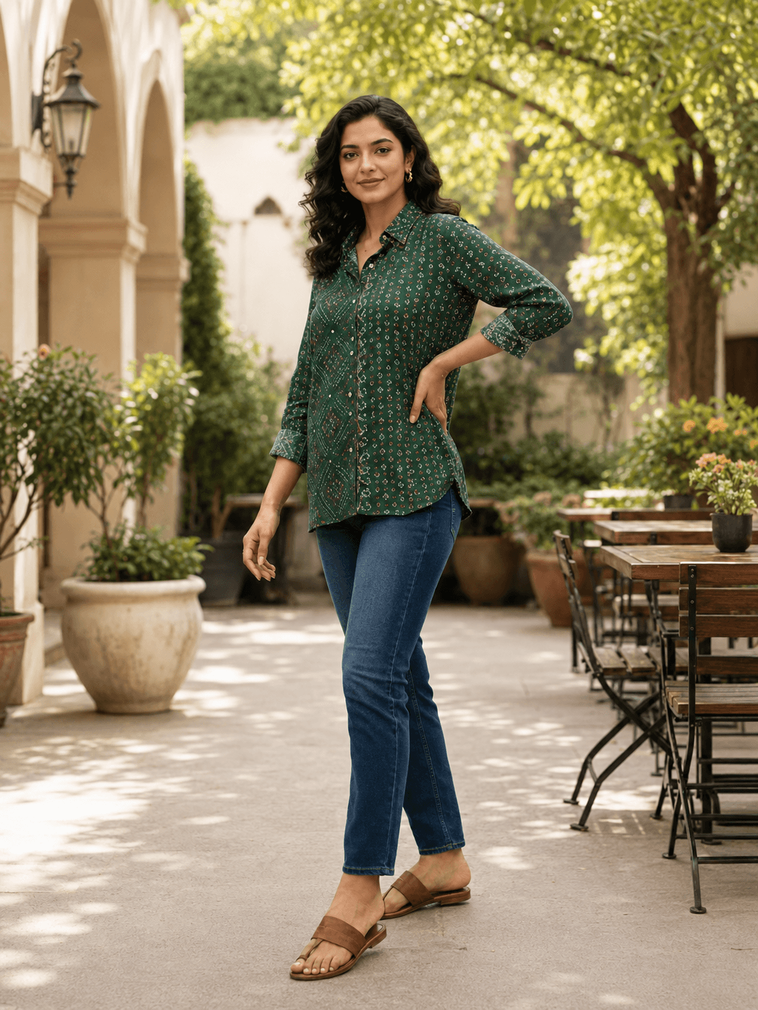 Ethnic Print Casual Shirt