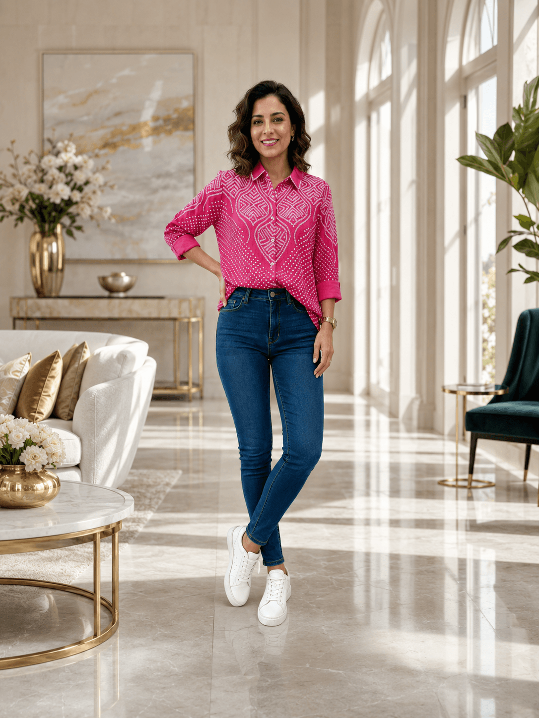 Pink Floral Printed Shirt