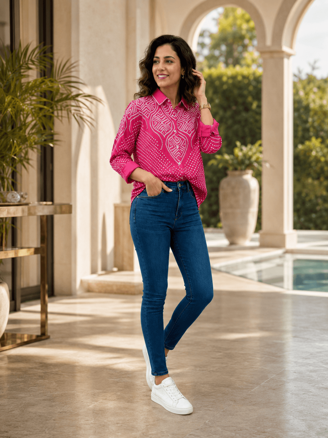 Pink Floral Printed Shirt