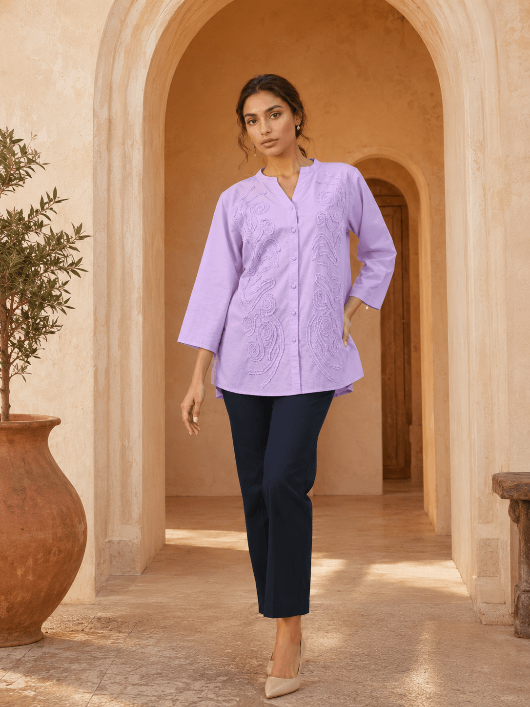 LAVENDER EMBROIDERED SHIRT