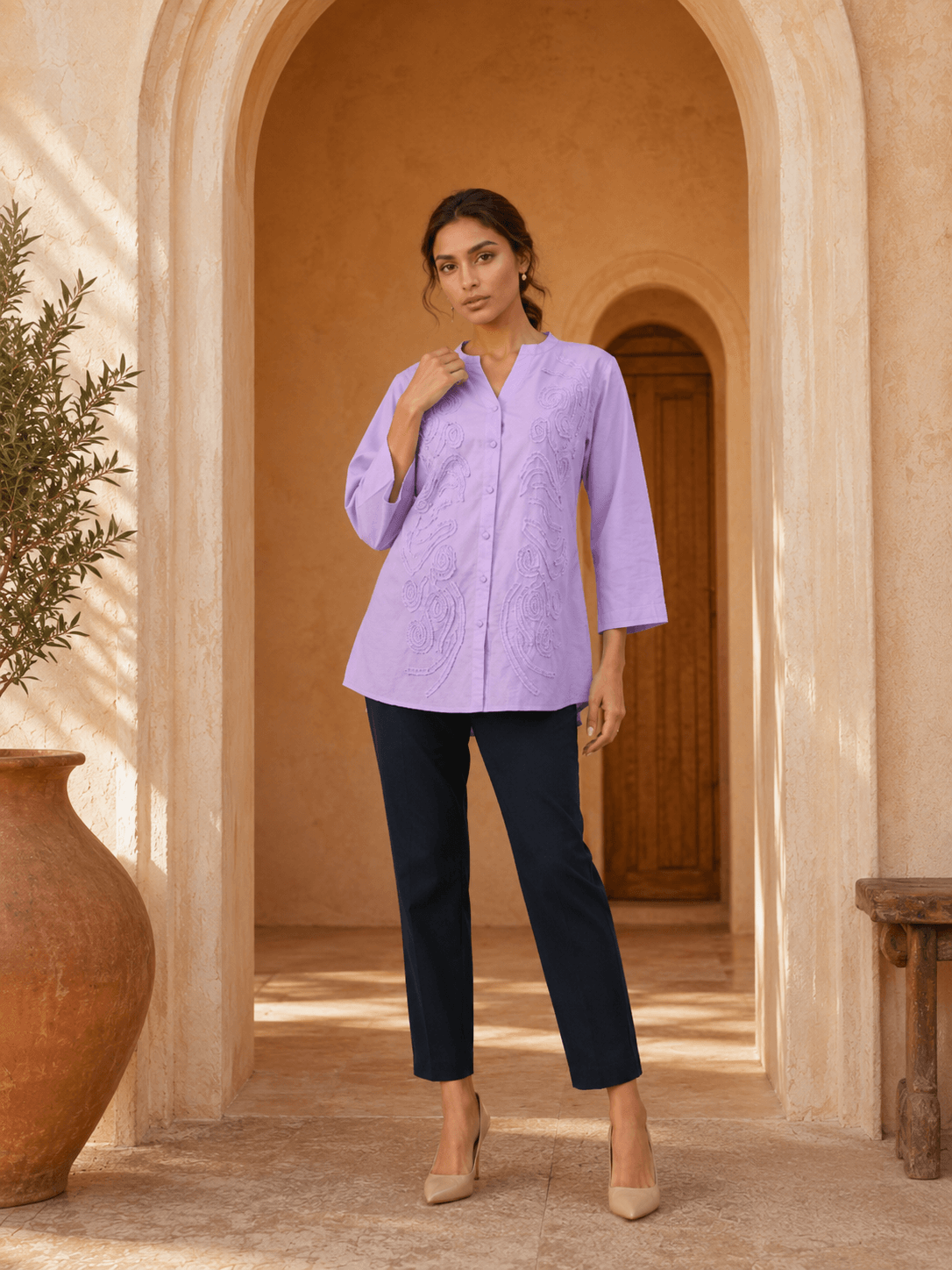 LAVENDER EMBROIDERED SHIRT