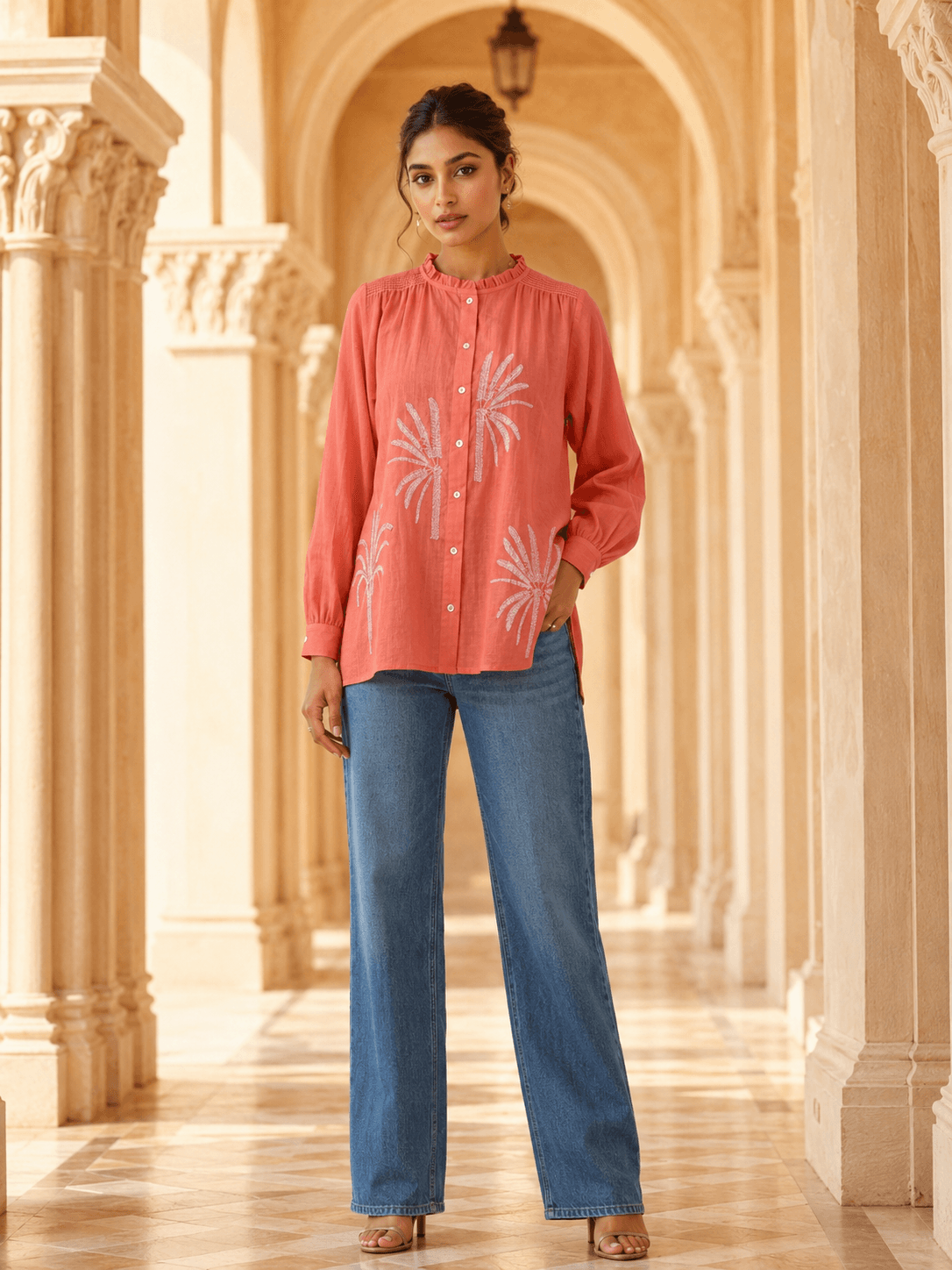 Terracotta Embroidered Shirt
