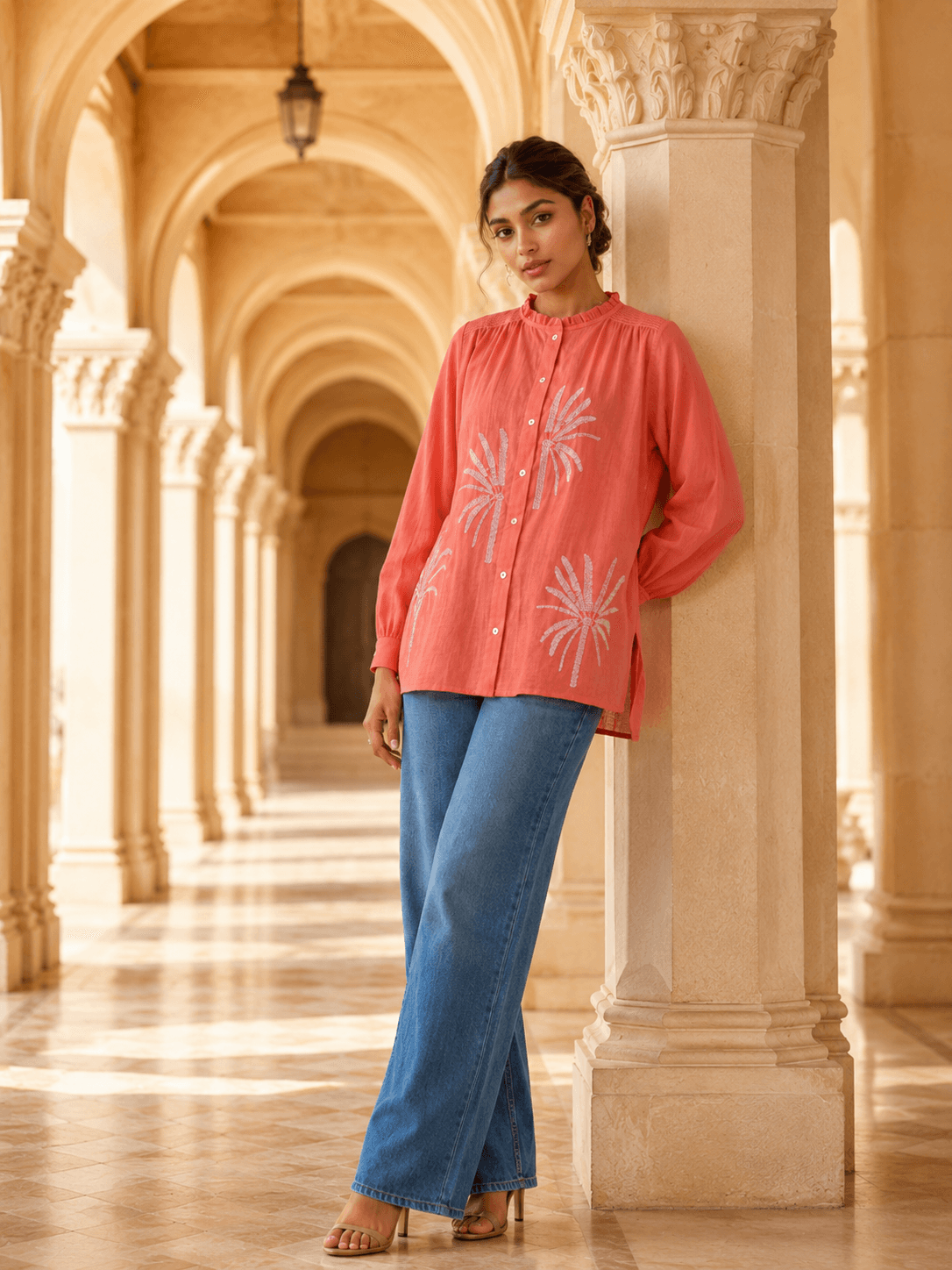 Terracotta Embroidered Shirt