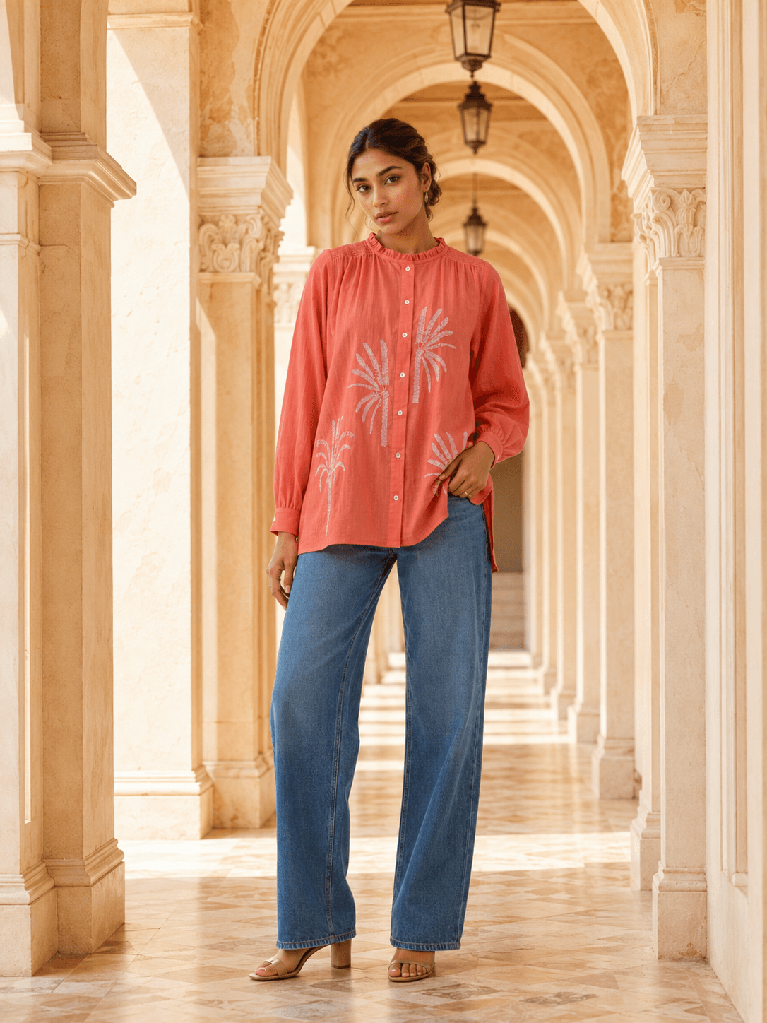 Terracotta Embroidered Shirt