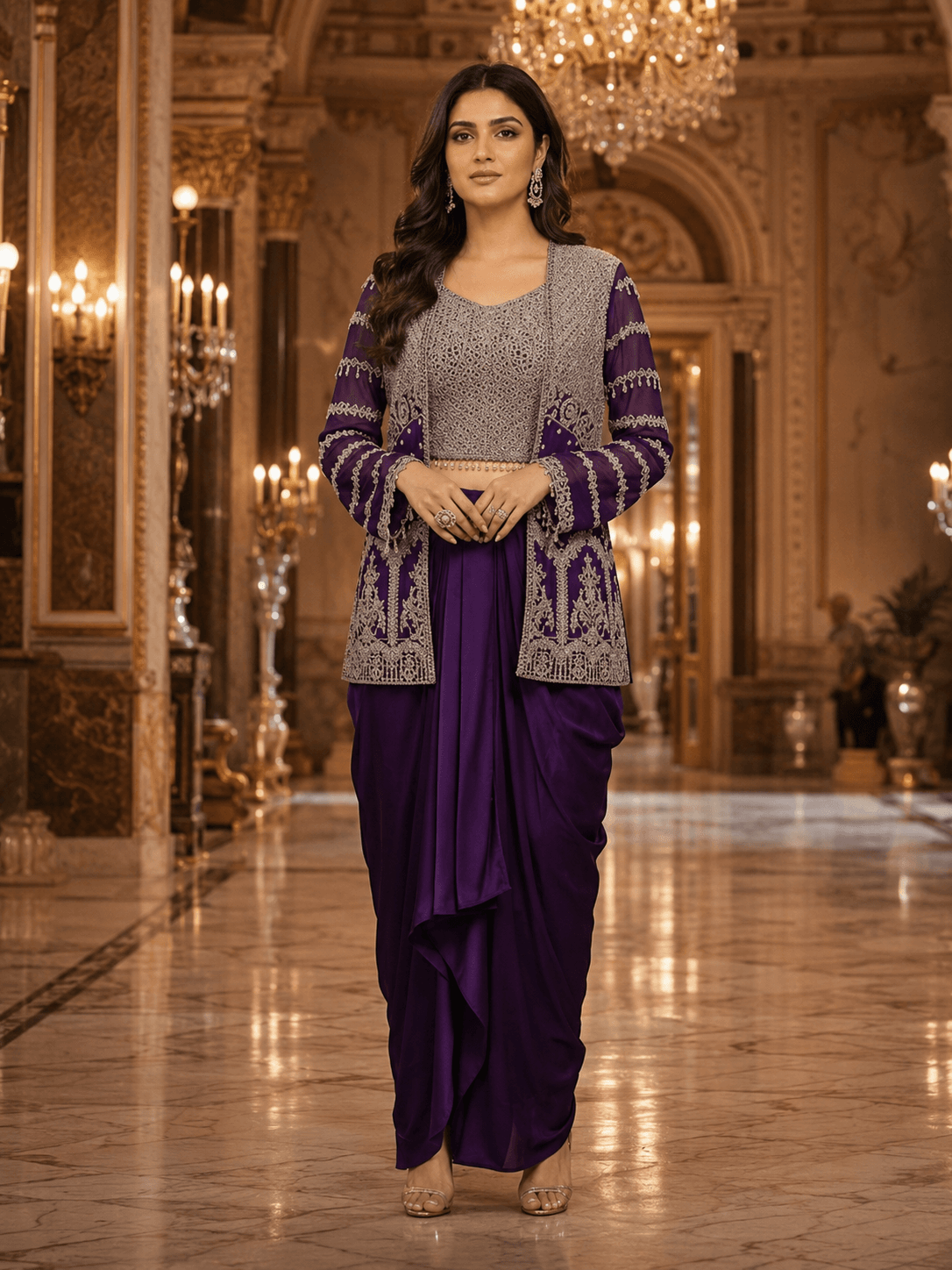 Royal Amethyst Jacket-Drape  LUNGI SET