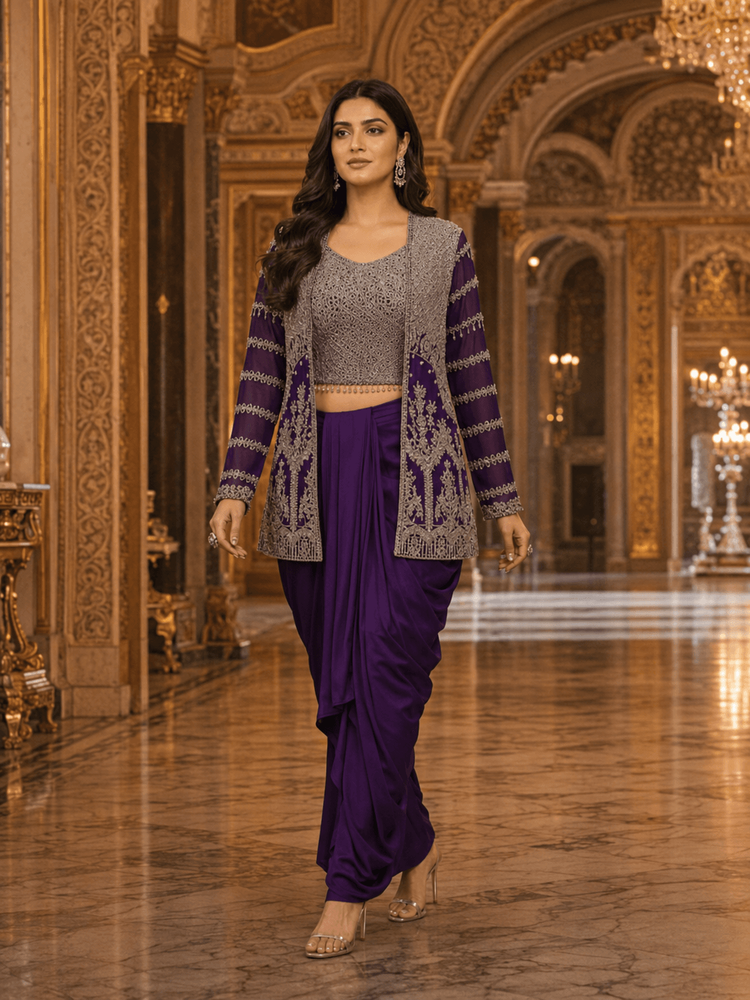 Royal Amethyst Jacket-Drape  LUNGI SET