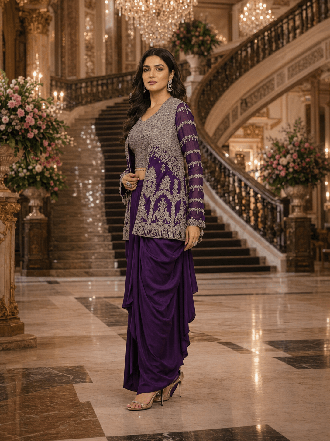 Royal Amethyst Jacket-Drape  LUNGI SET