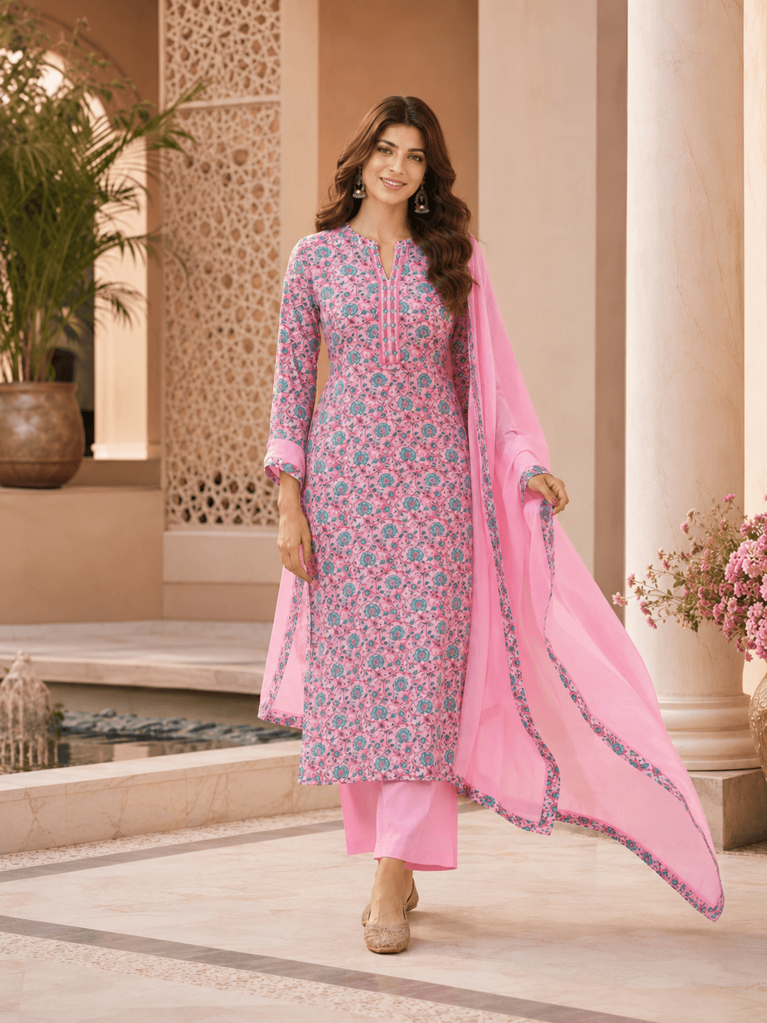 Blush Petal Charm Dupatta Set