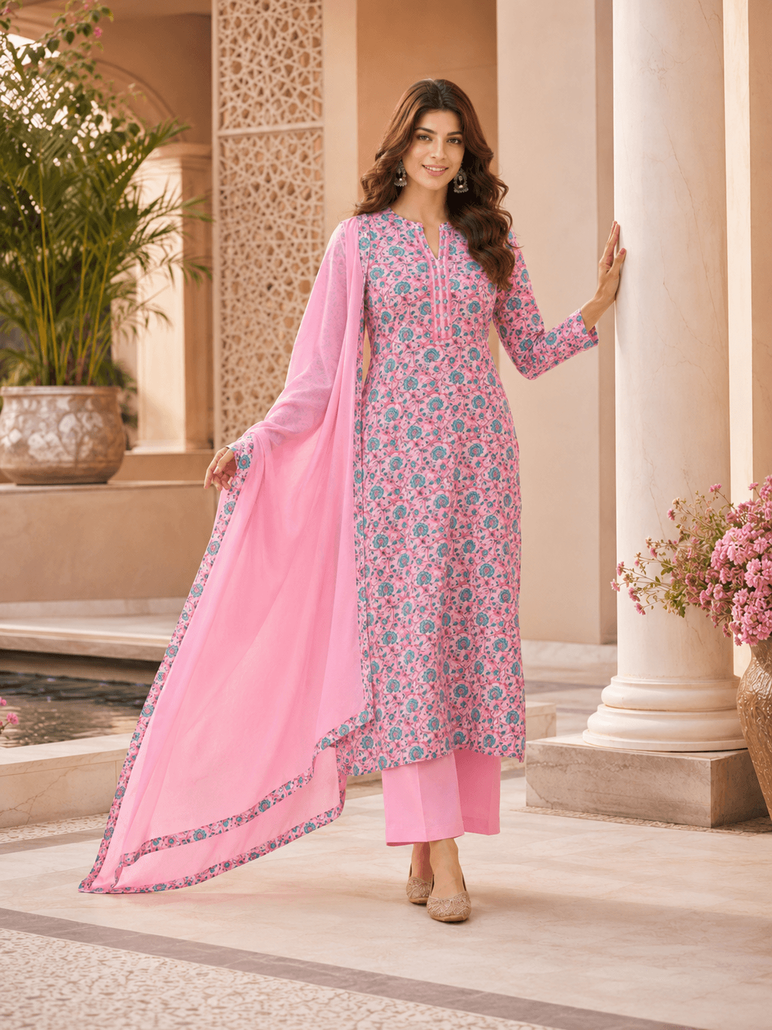 Blush Petal Charm Dupatta Set