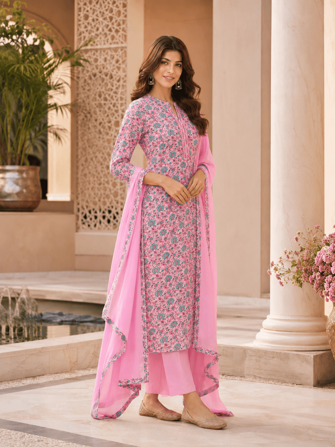 Blush Petal Charm Dupatta Set