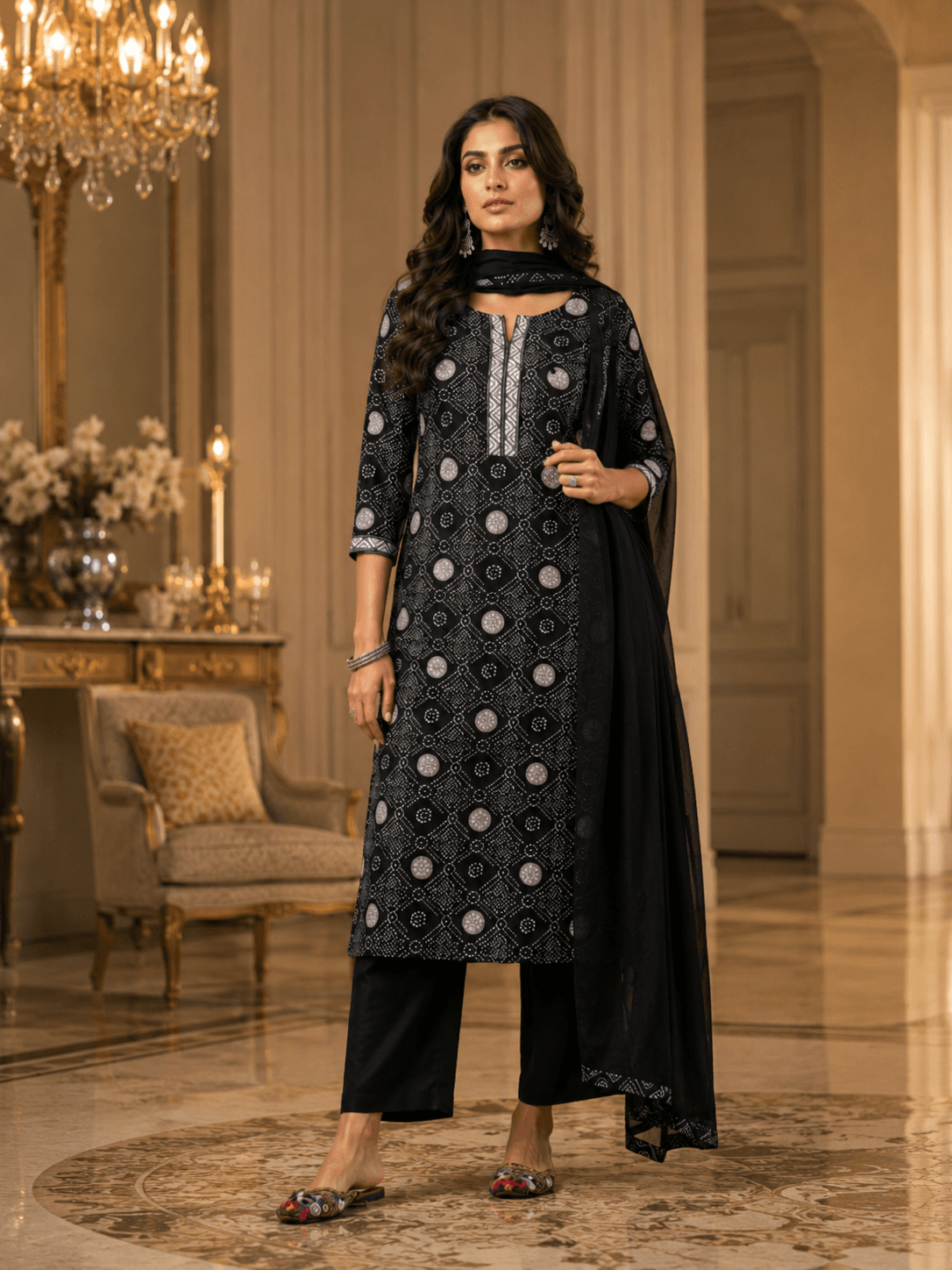 Noir Matrix Dupatta Set