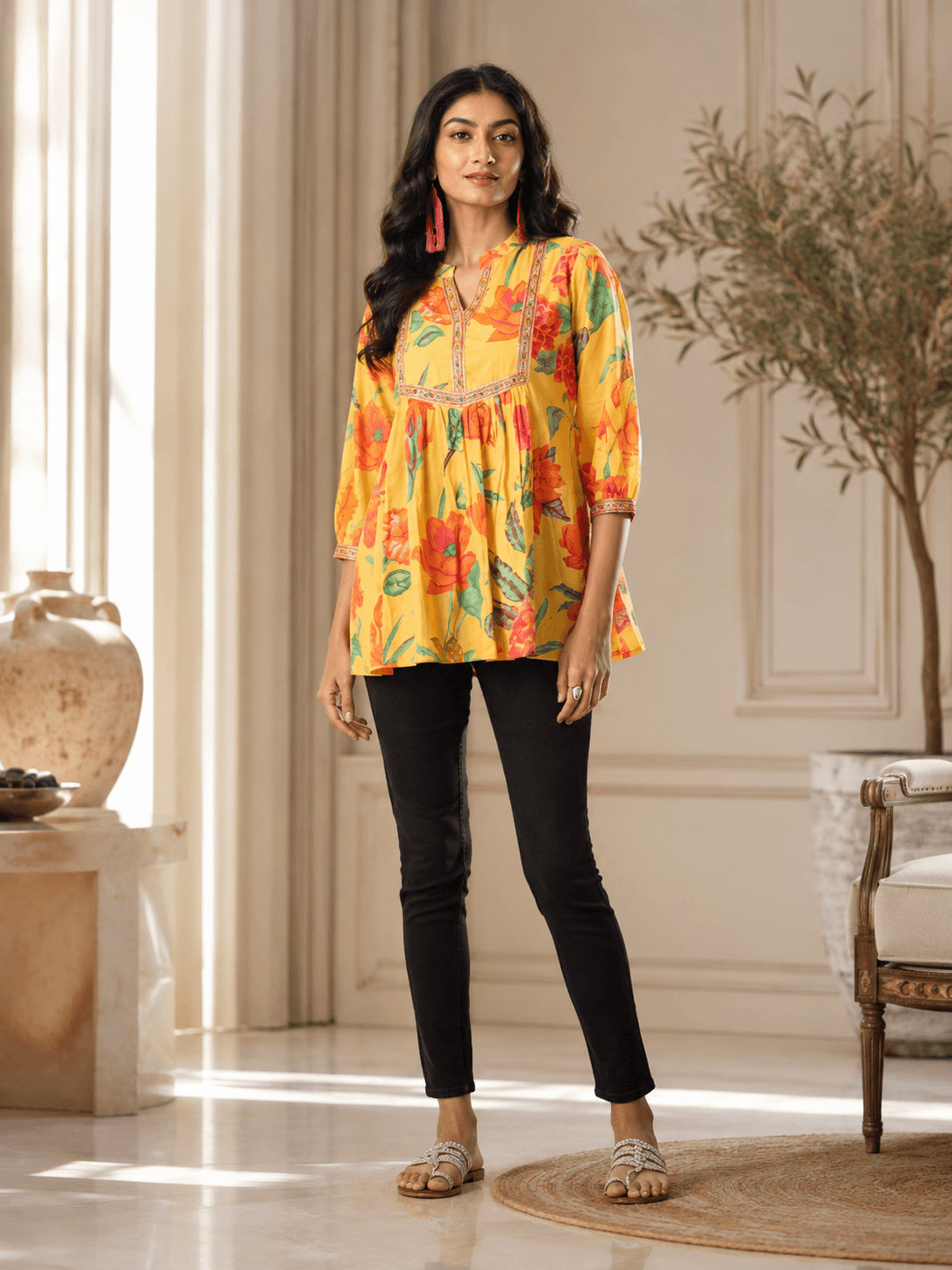 Sunset Bloom Peplum Top