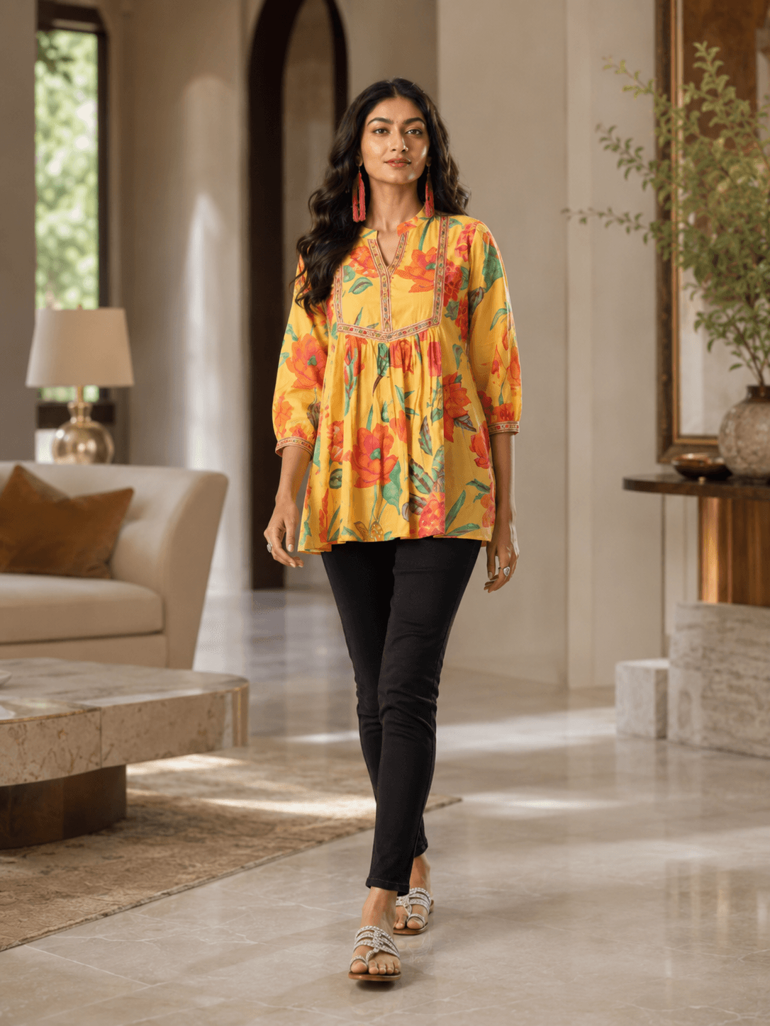 Sunset Bloom Peplum Top