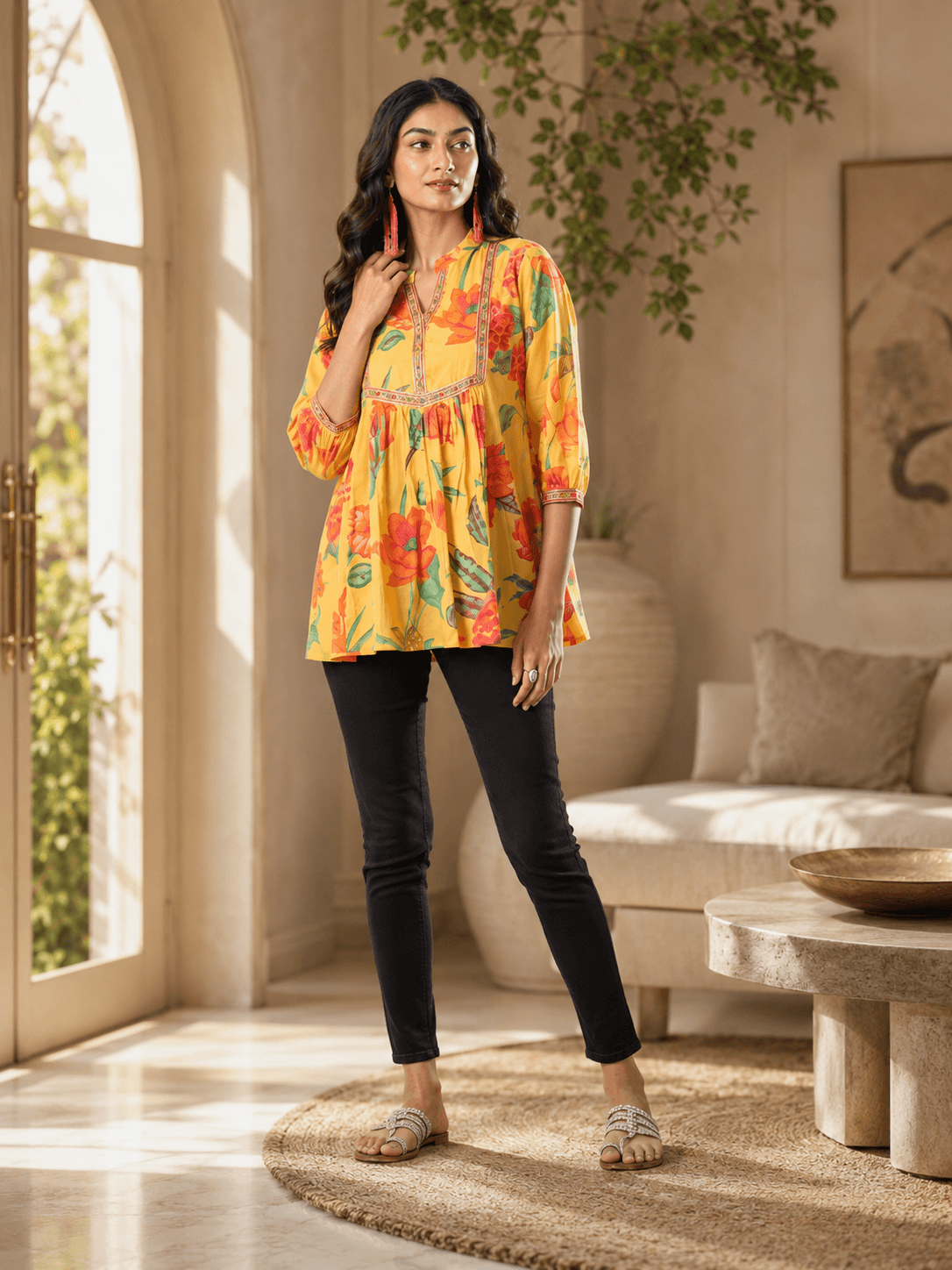 Sunset Bloom Peplum Top