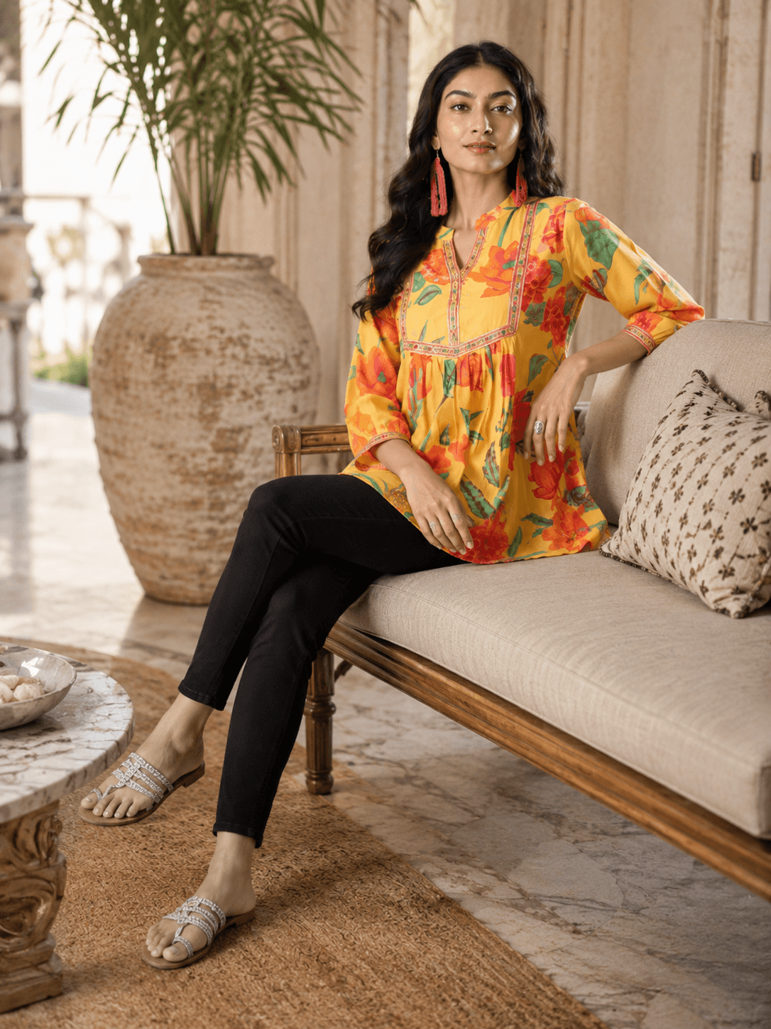 Sunset Bloom Peplum Top