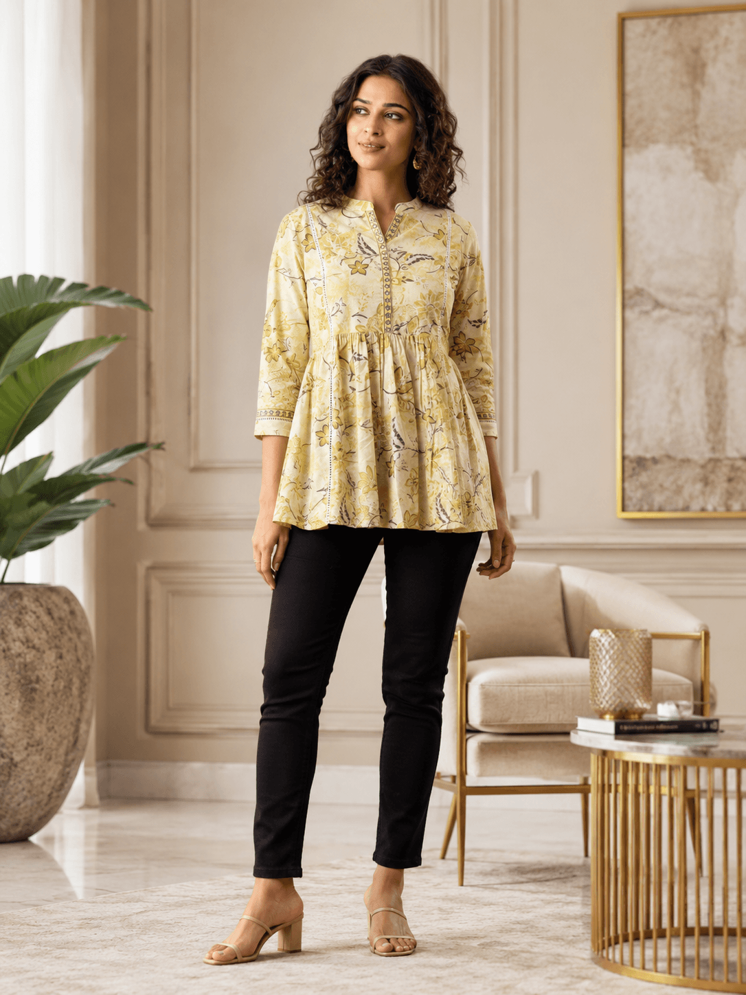 Lemon Bloom Peplum Top
