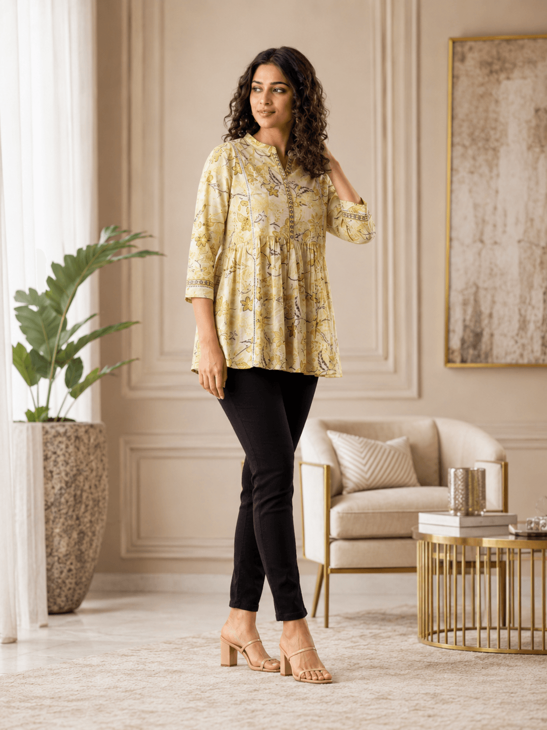 Lemon Bloom Peplum Top