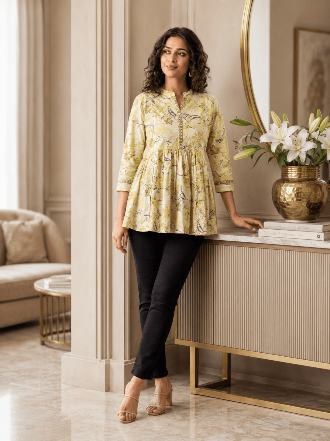 Lemon Bloom Peplum Top