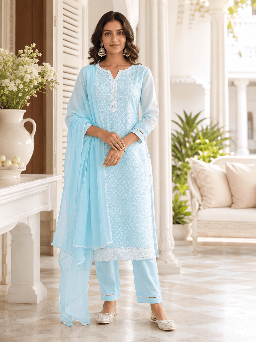 Aqua Breeze Dupatta Set