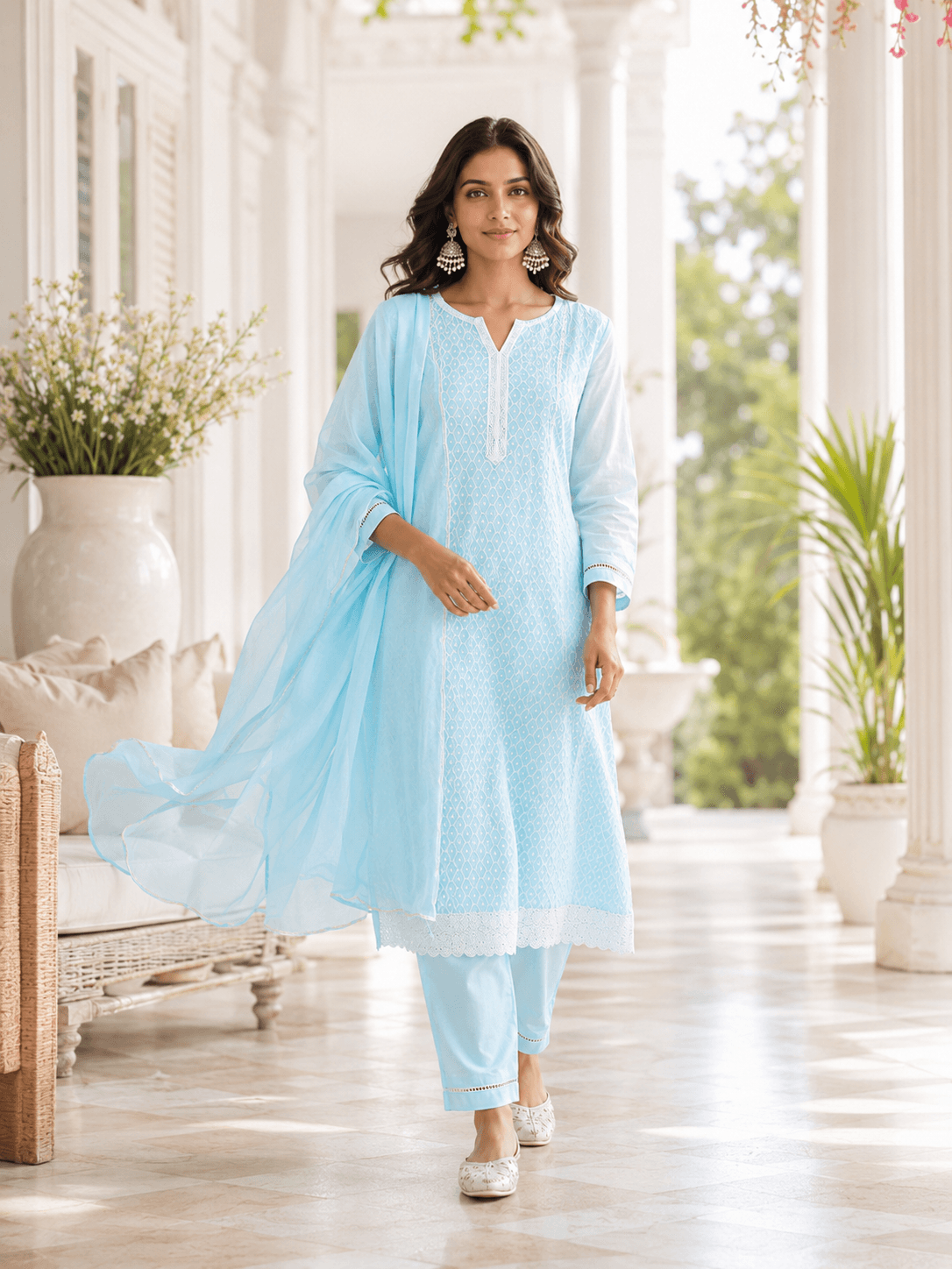 Aqua Breeze Dupatta Set