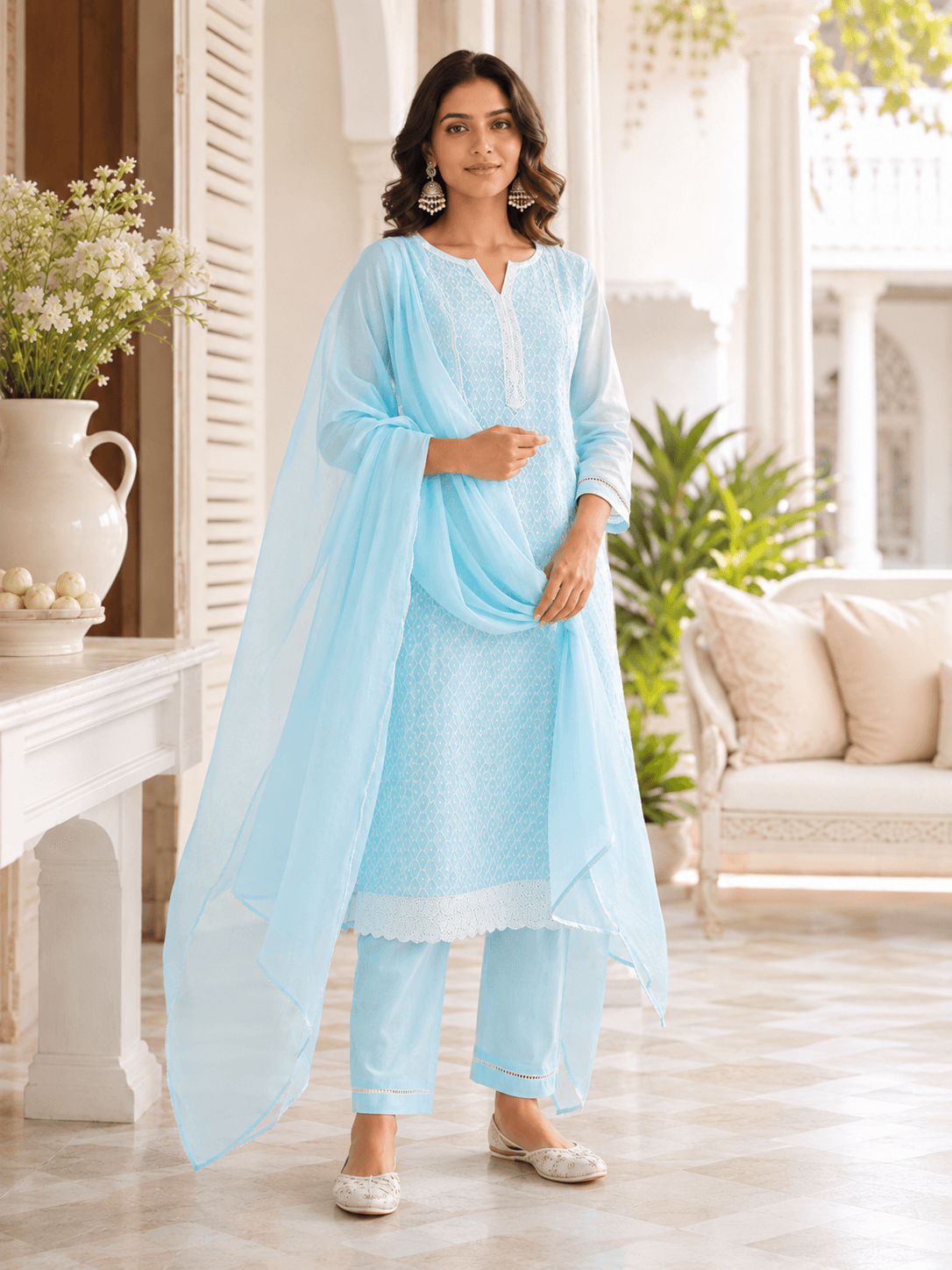 Aqua Breeze Dupatta Set