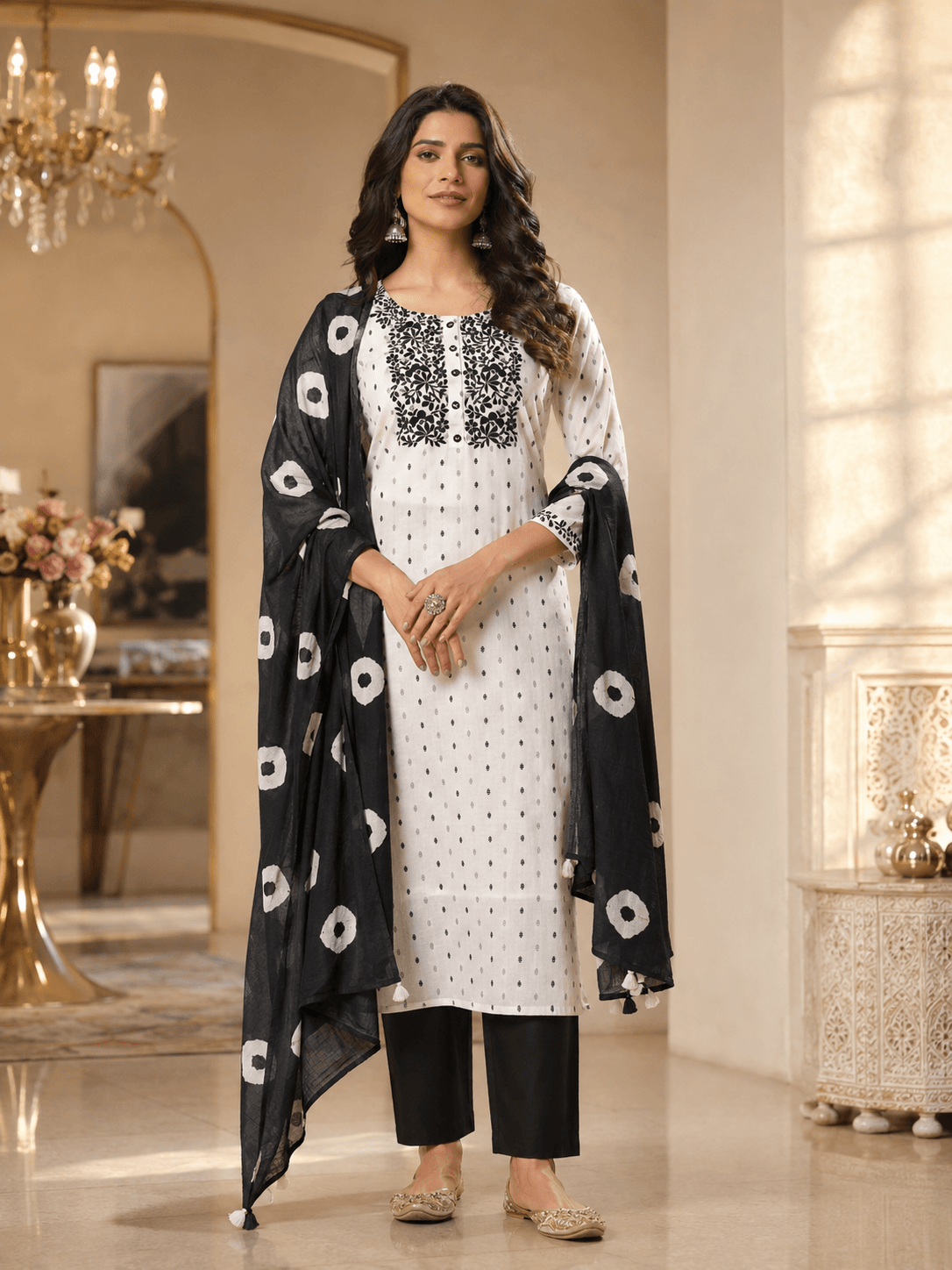 Noir Charm Cotton Dupatta Set