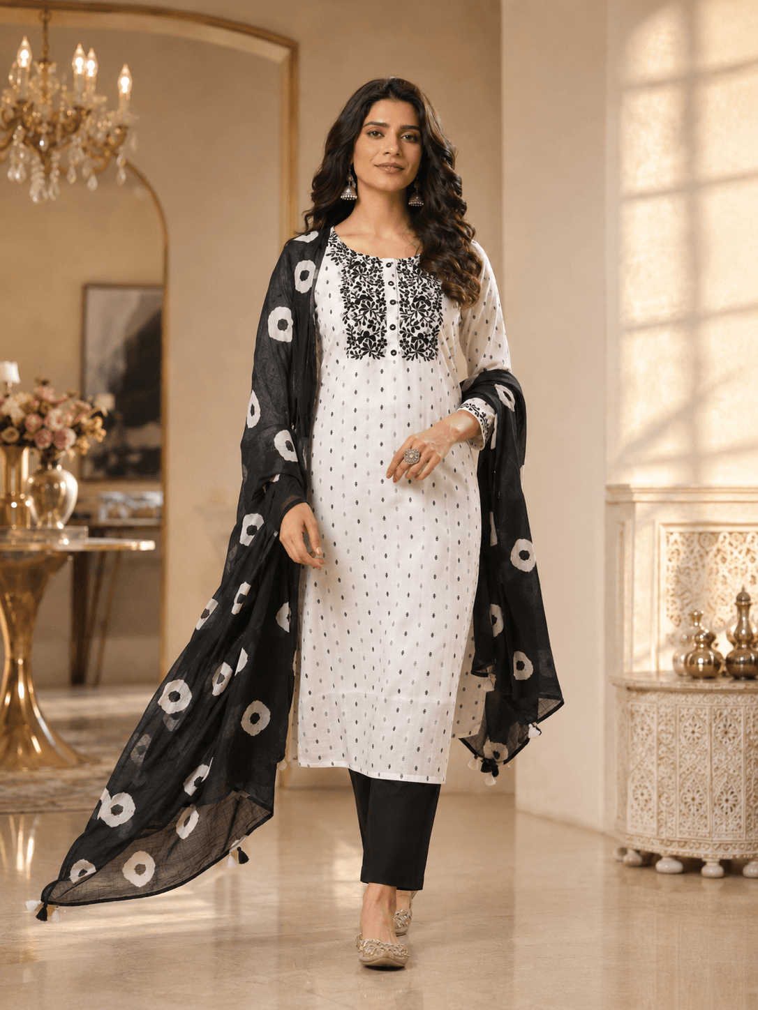 Noir Charm Cotton Dupatta Set