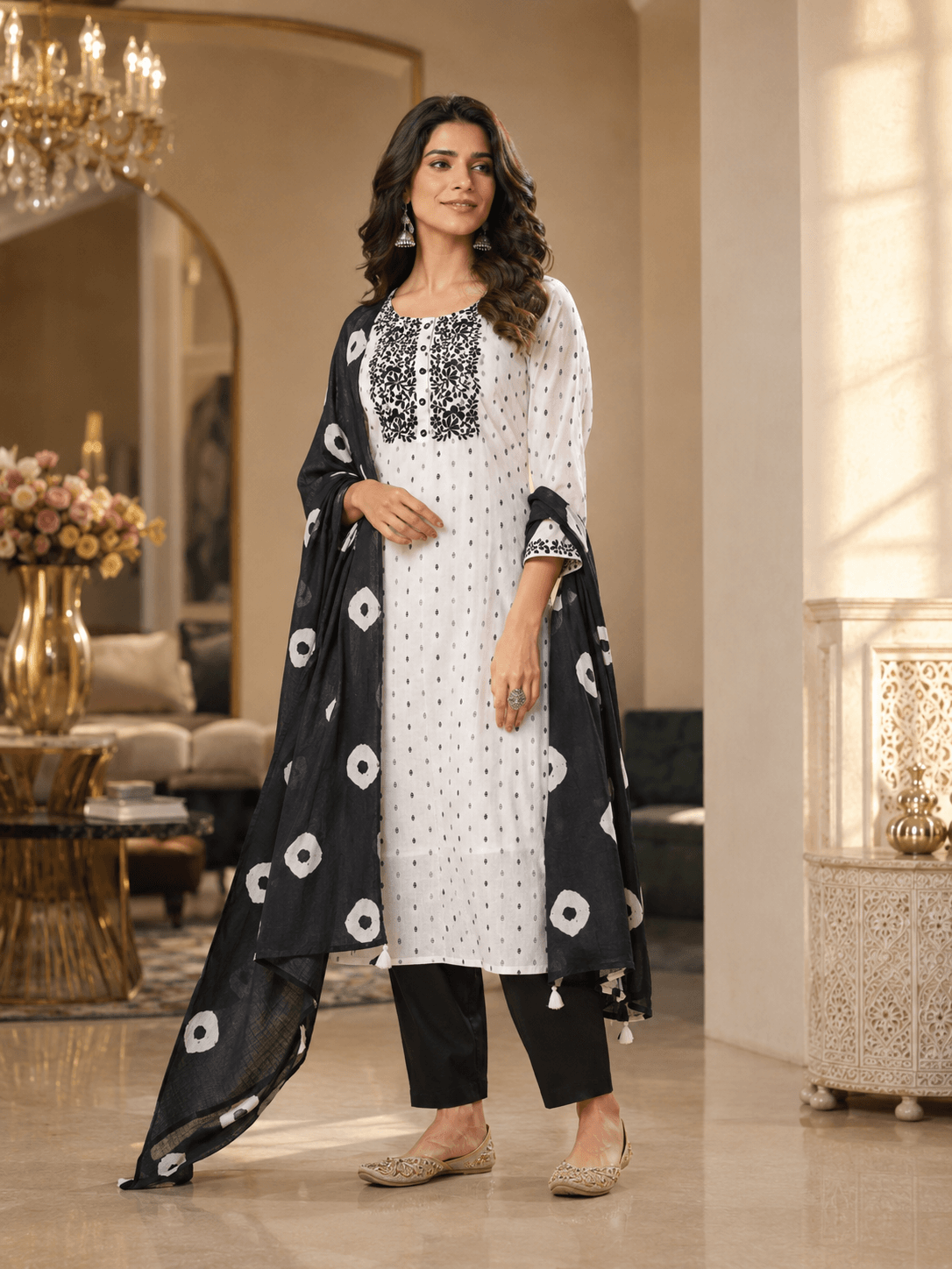 Noir Charm Cotton Dupatta Set