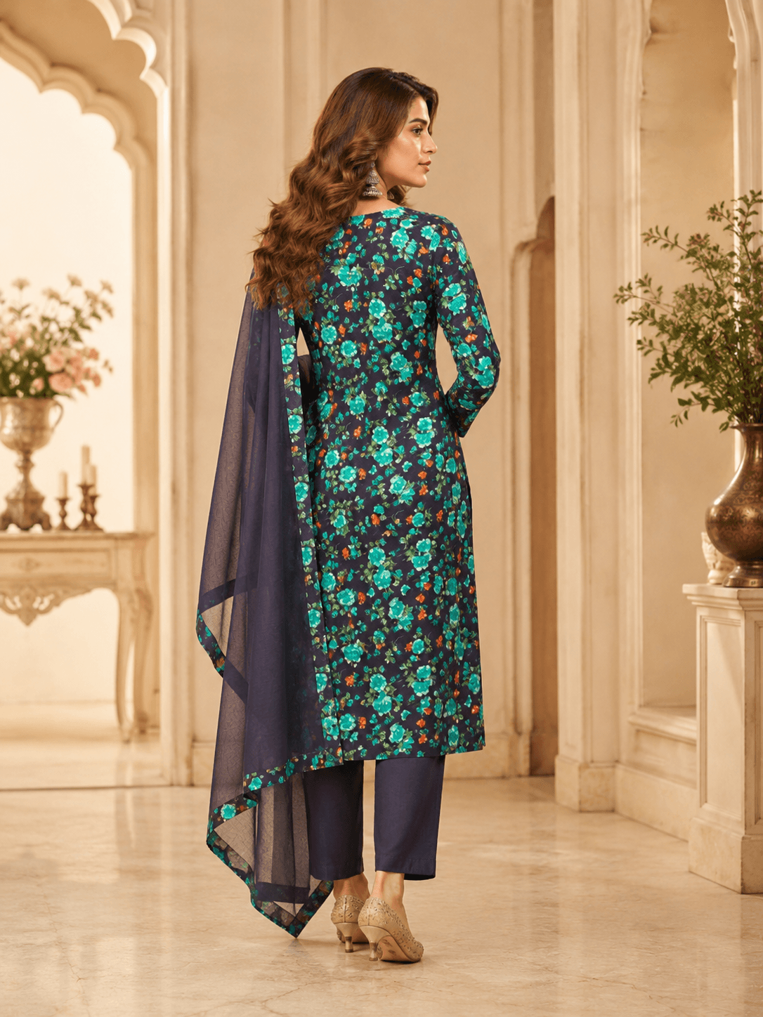 Midnight Bloom Dupatta Set
