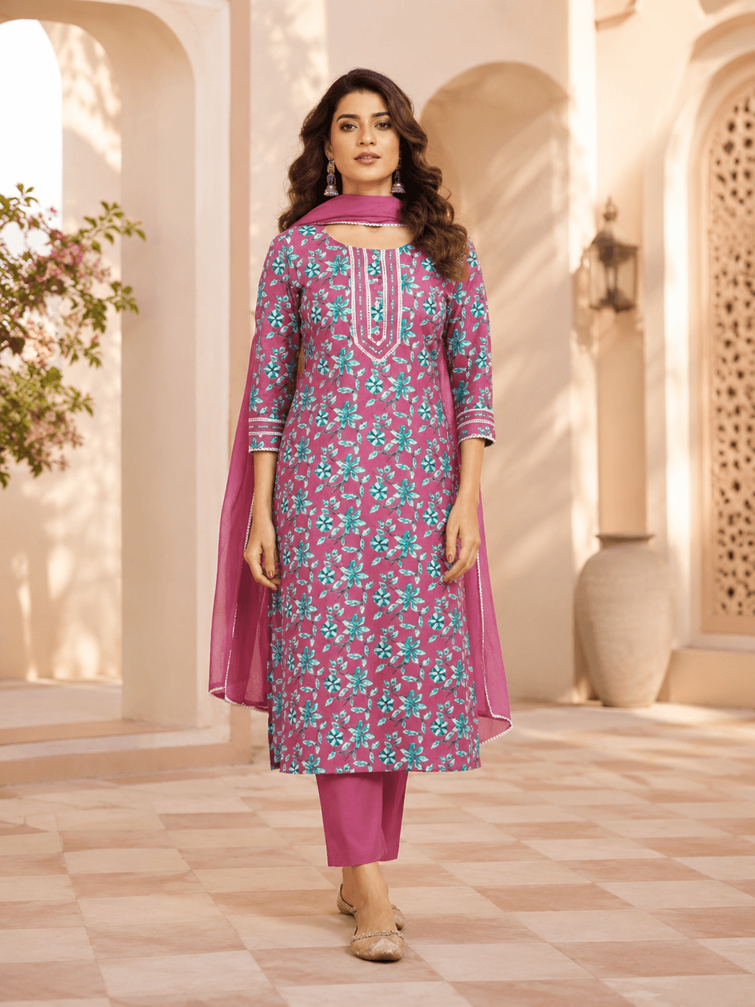Berry Bloom Dupatta Set