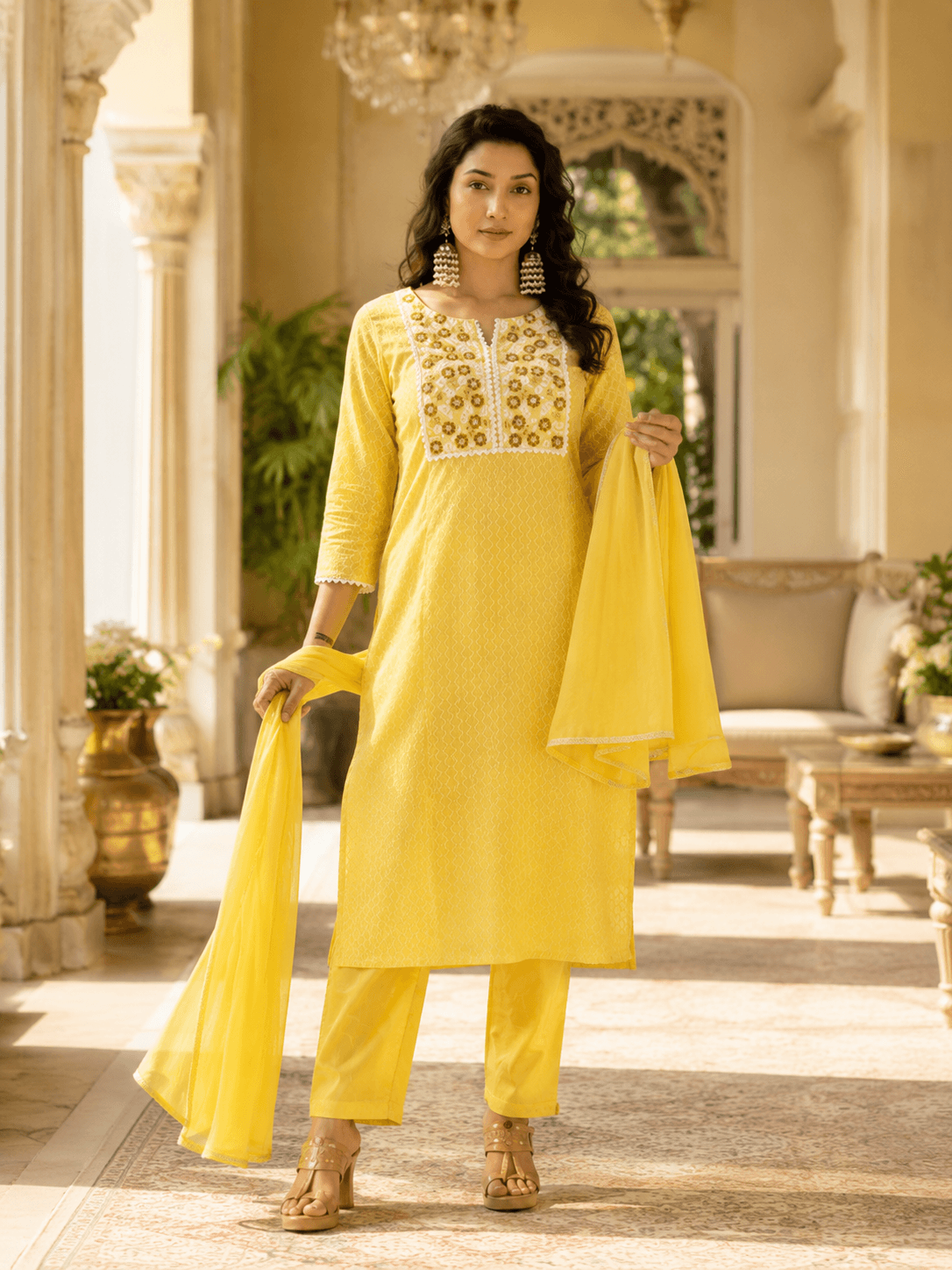 Sunlit Marigold Dupatta Set