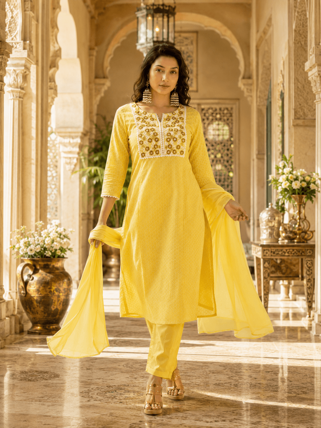 Sunlit Marigold Dupatta Set