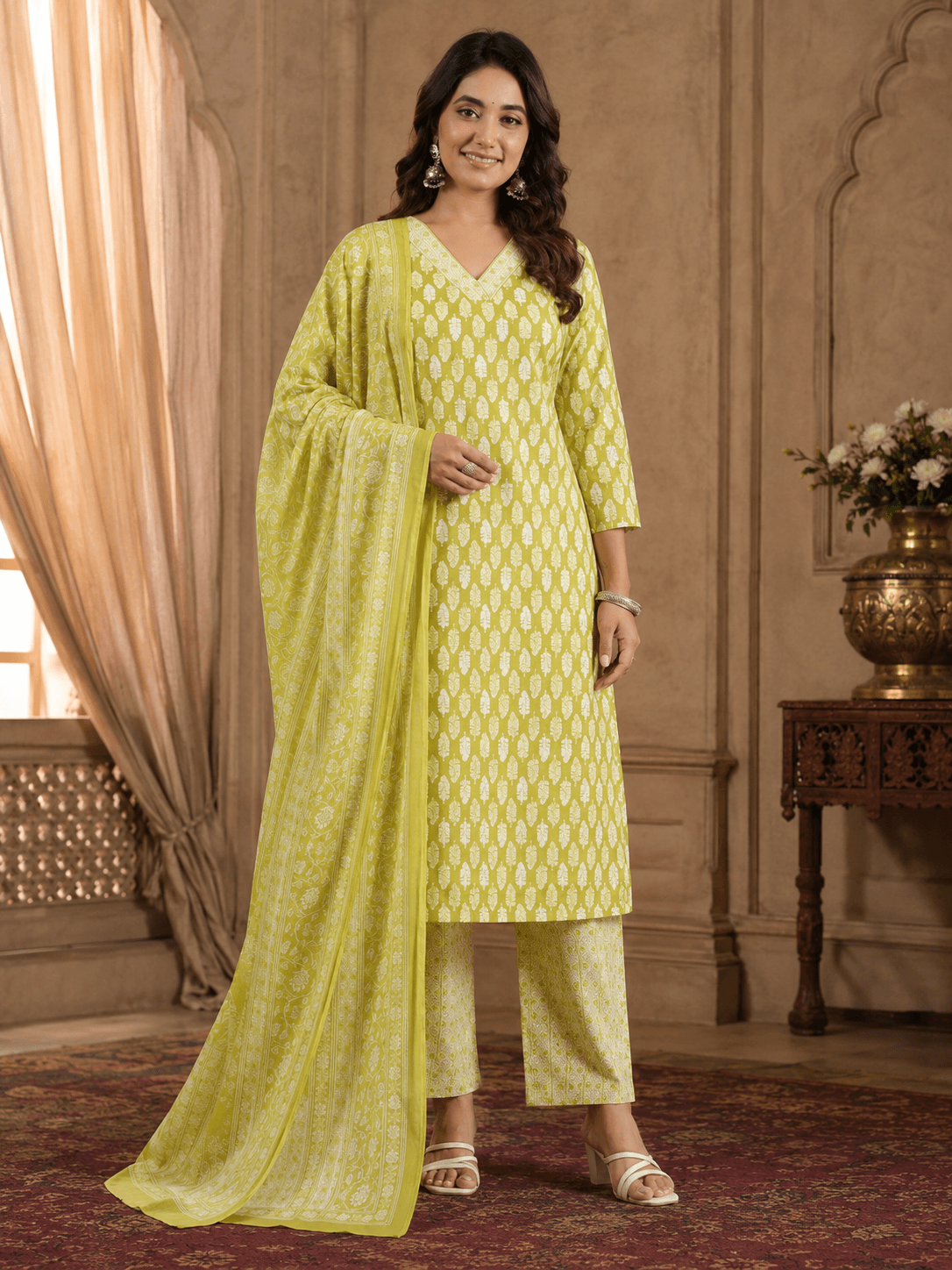 Lime Breeze Printed Dupatta Set