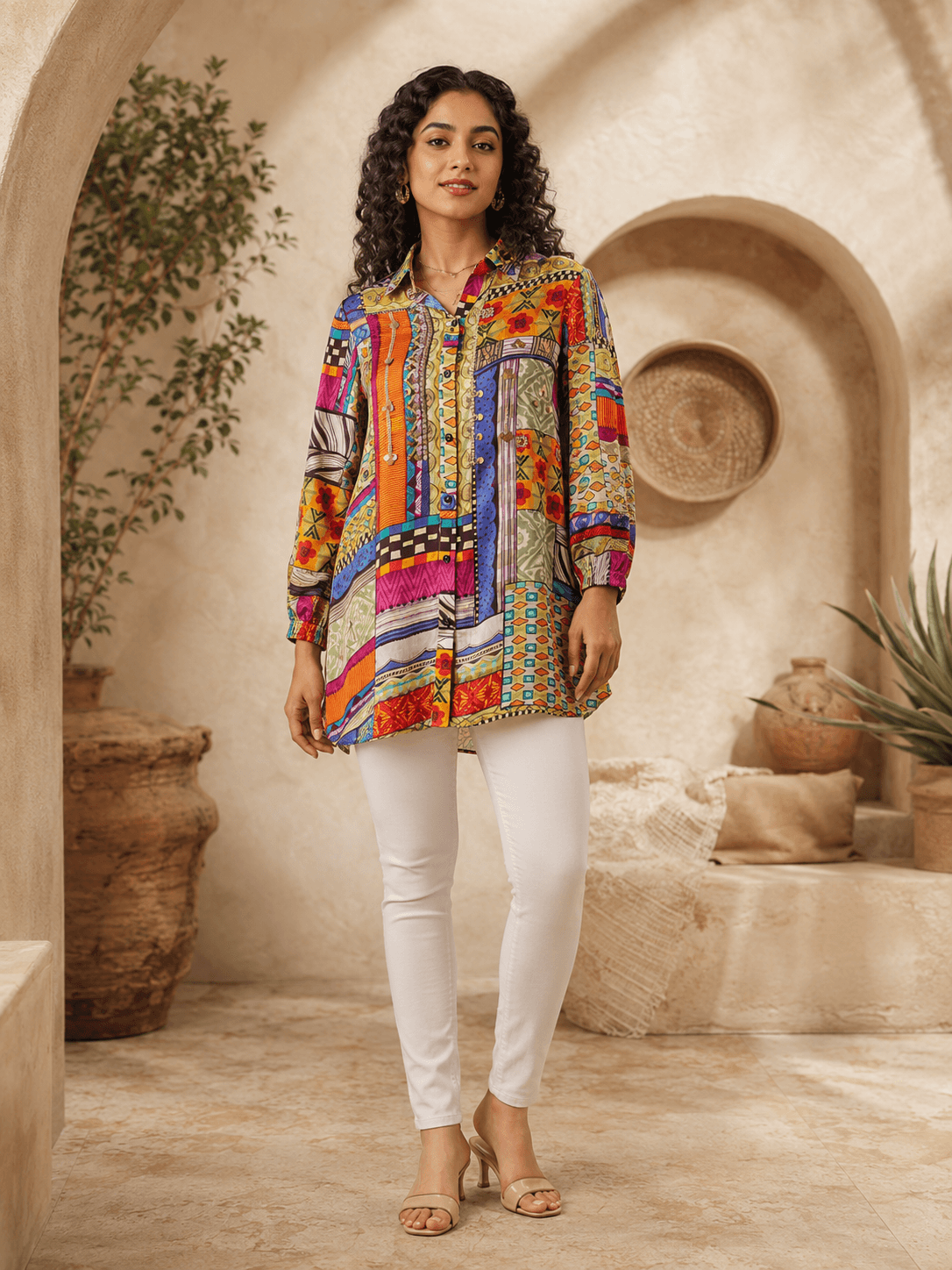 Multi Patchwork Design Shirt