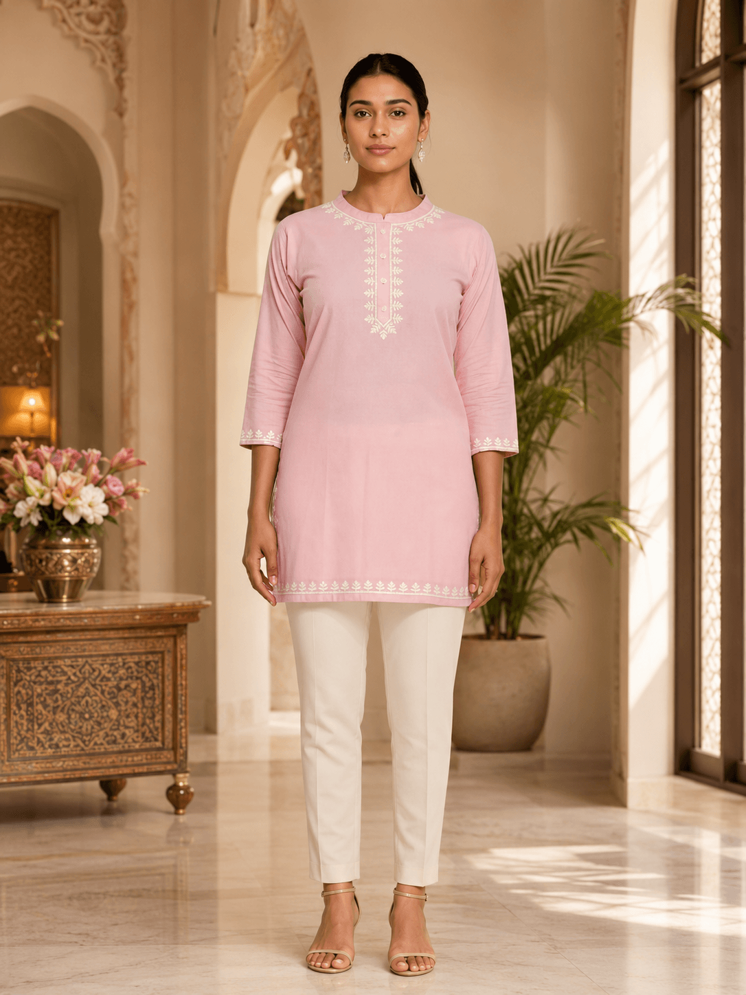 Pastel Grace Embroidered Tunic