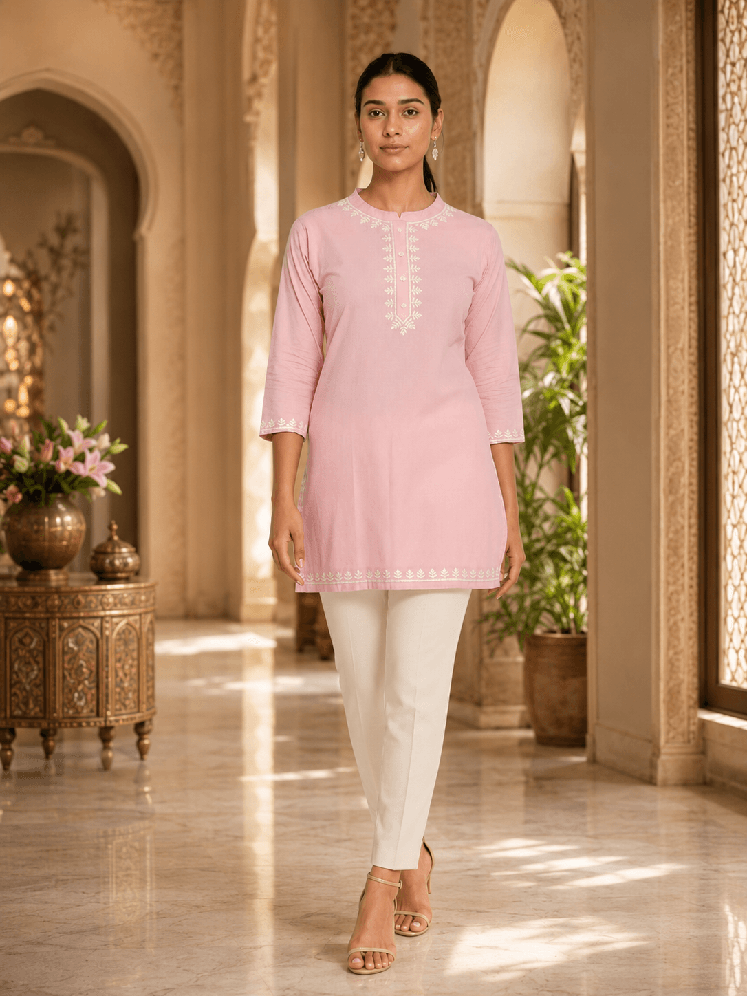 Pastel Grace Embroidered Tunic