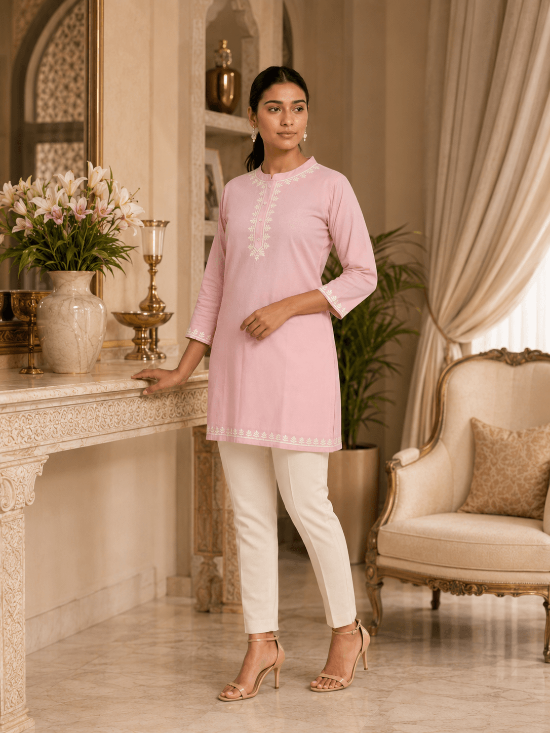 Pastel Grace Embroidered Tunic