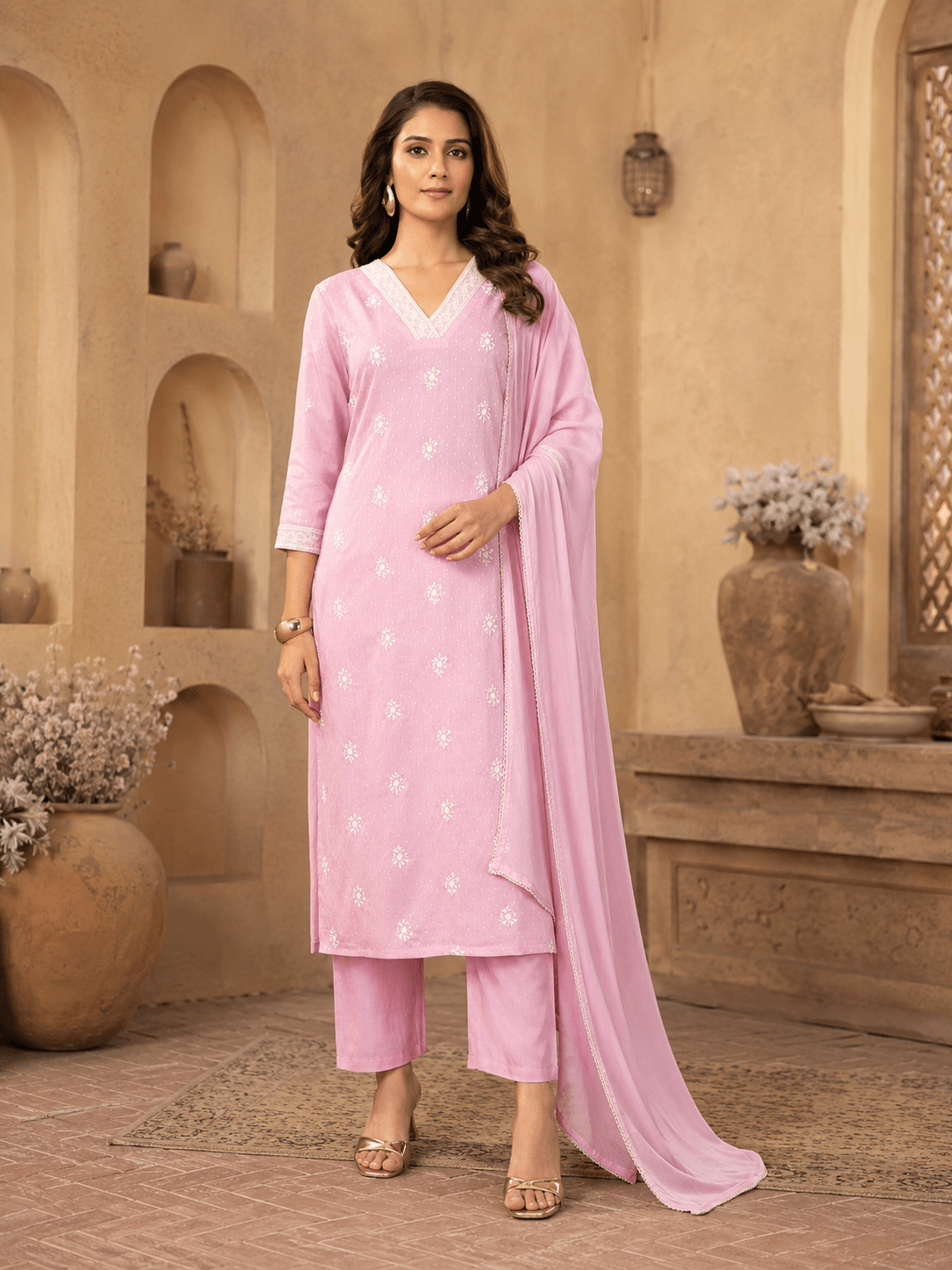 Blush Noor Embroidered Dupatta Set
