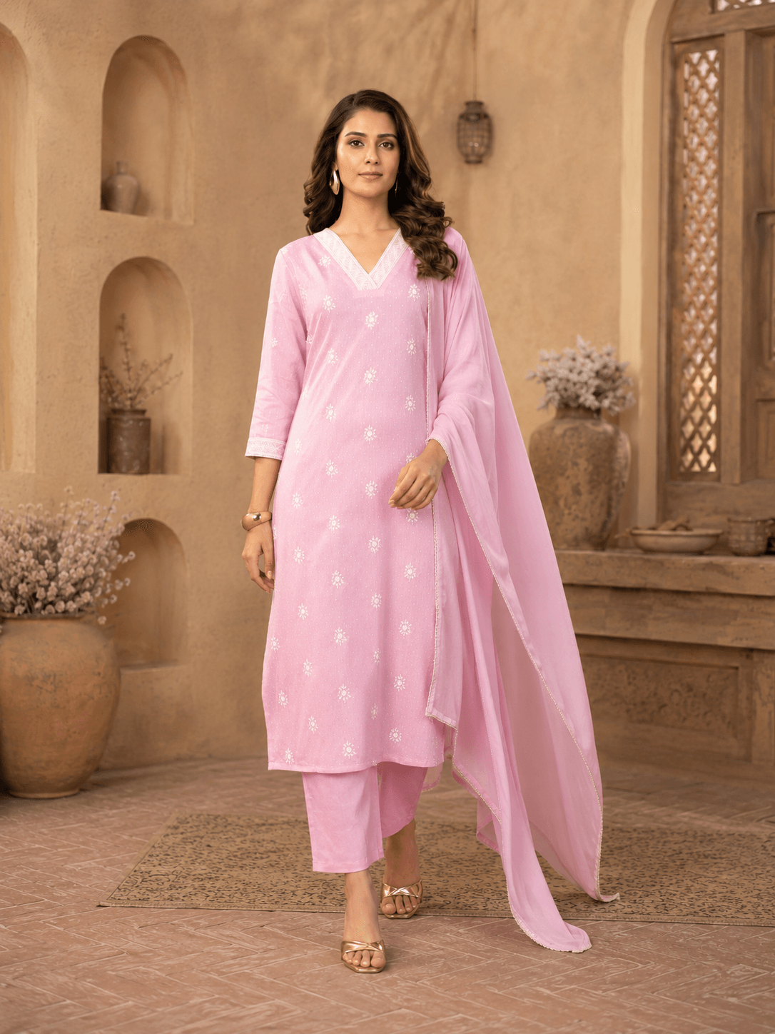 Blush Noor Embroidered Dupatta Set